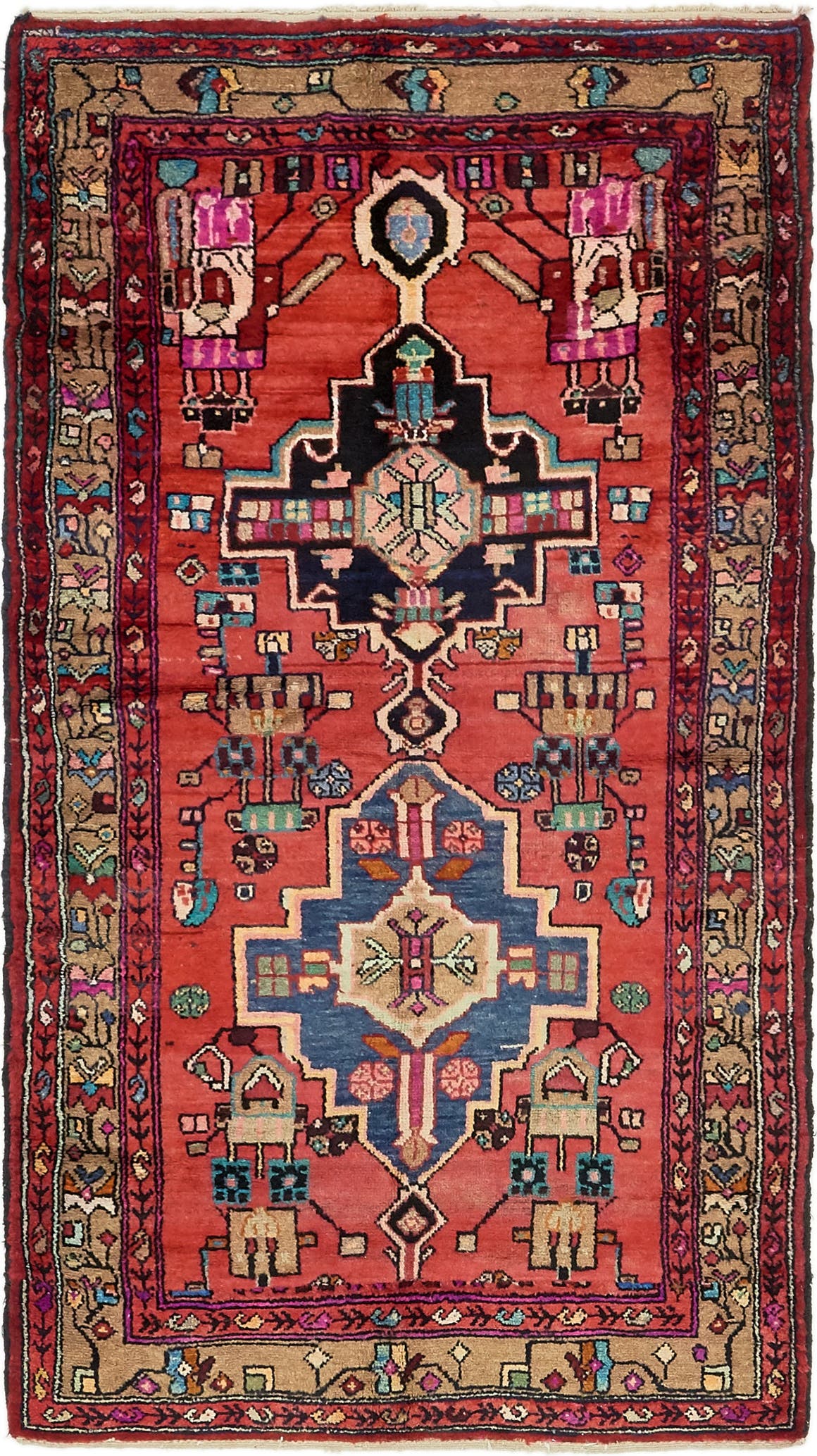 Red 3' 9 x 7' Hamedan Persian Runner Rug eSaleRugs