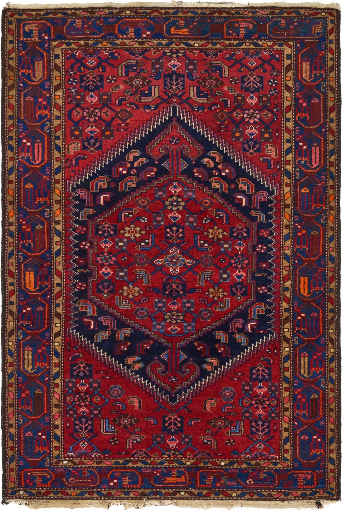 Red 4' 3 x 6' 5 Hamedan Persian Rug iRugs UK