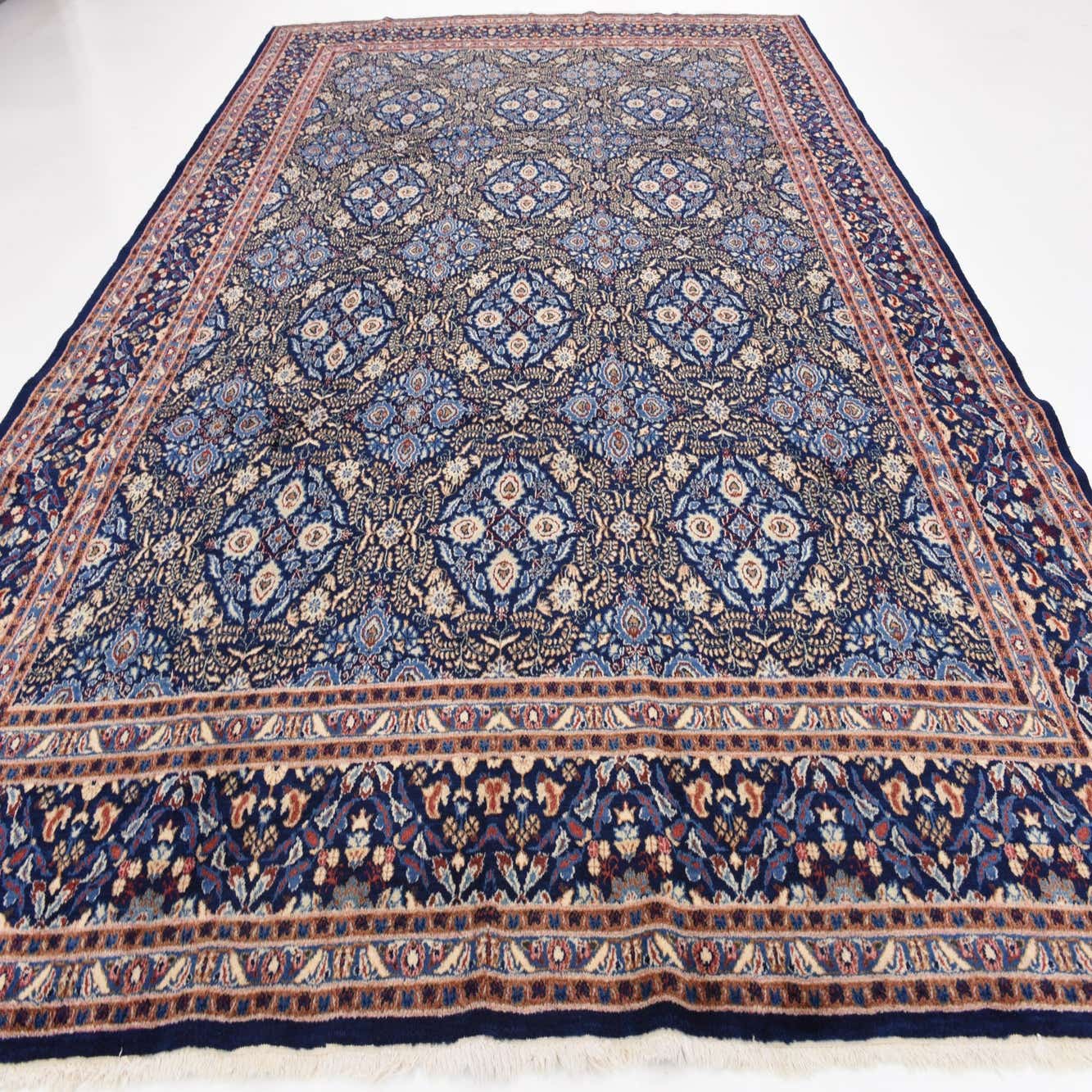 Navy Blue 9' 7 x 12' 10 Hand Knotted Tabriz Persian Wool Rug eSaleRugs