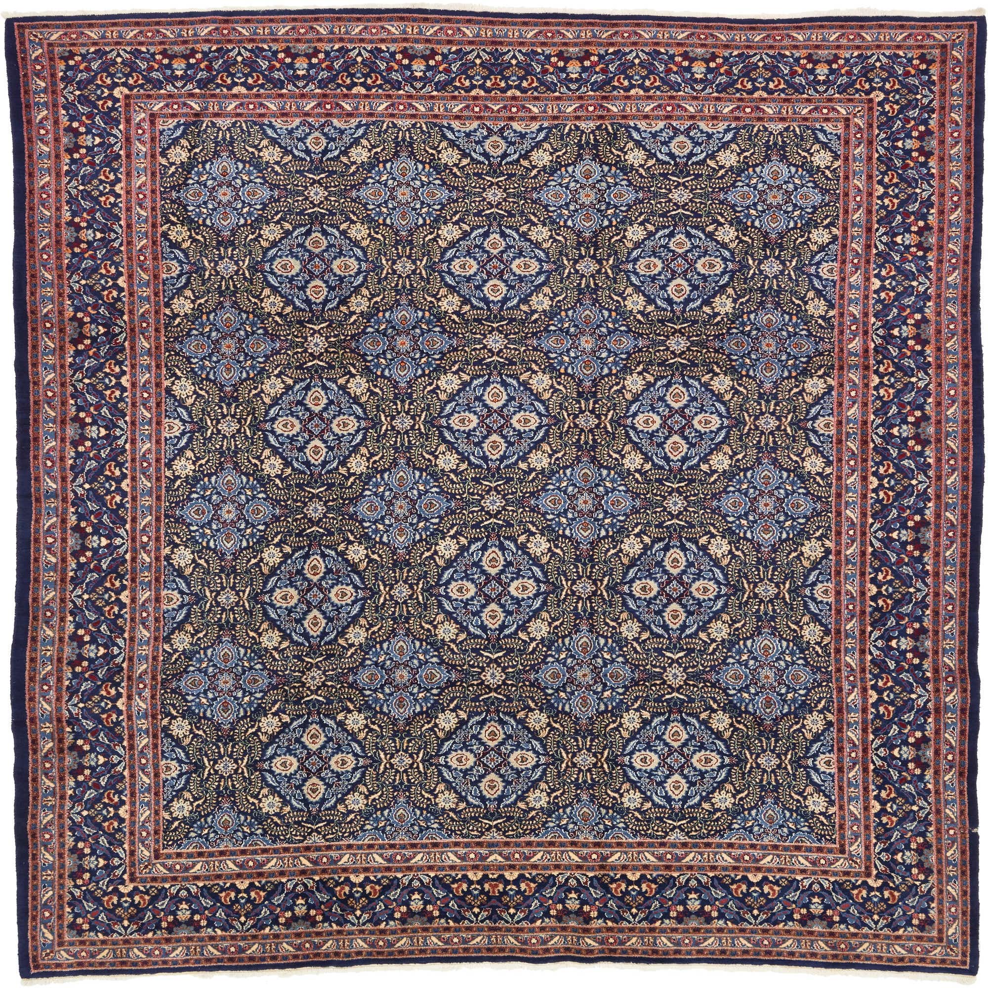 Navy Blue 9' 7 x 12' 10 Hand Knotted Tabriz Persian Wool Rug eSaleRugs