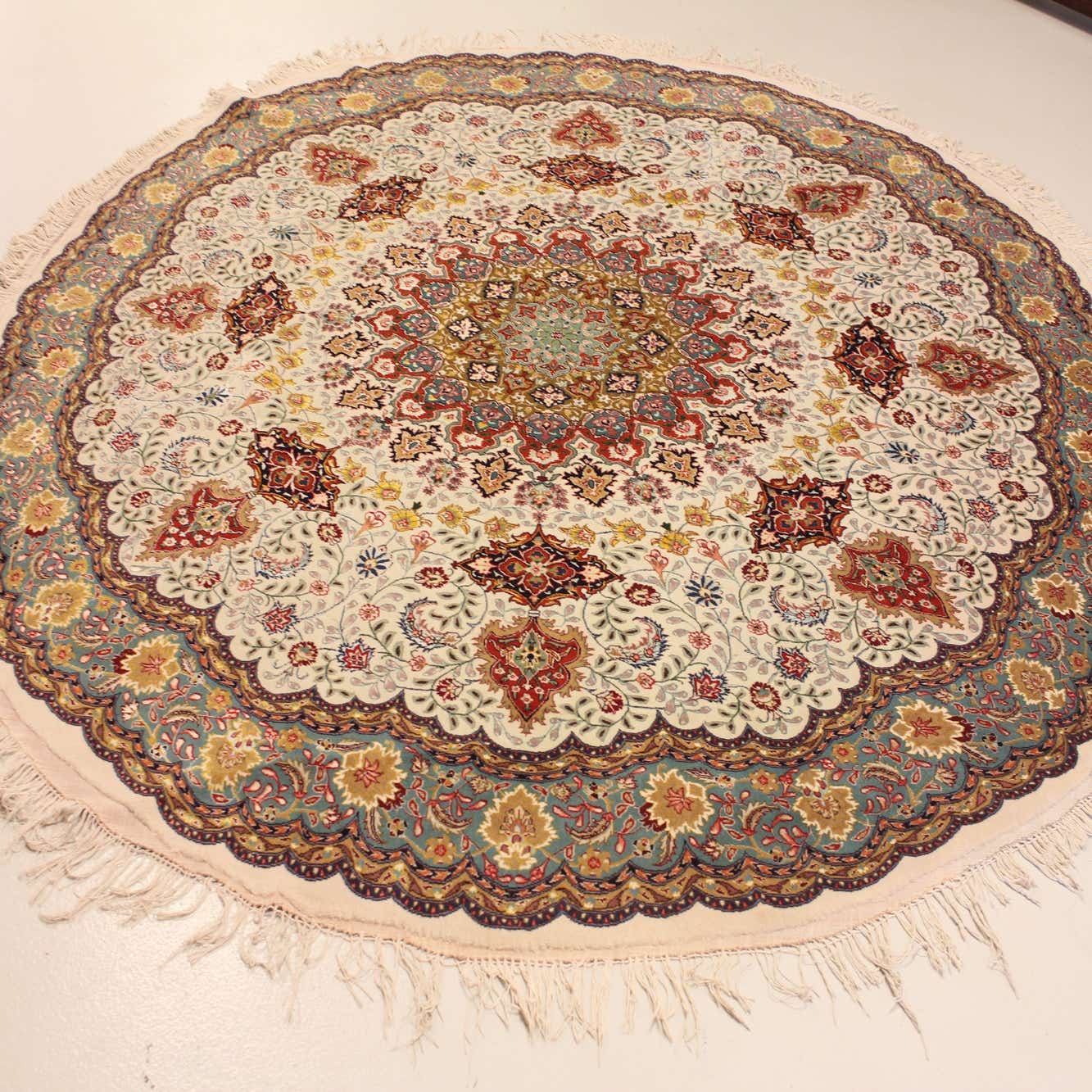 Green 8' 2 x 8' 2 Tabriz Persian Round Rug