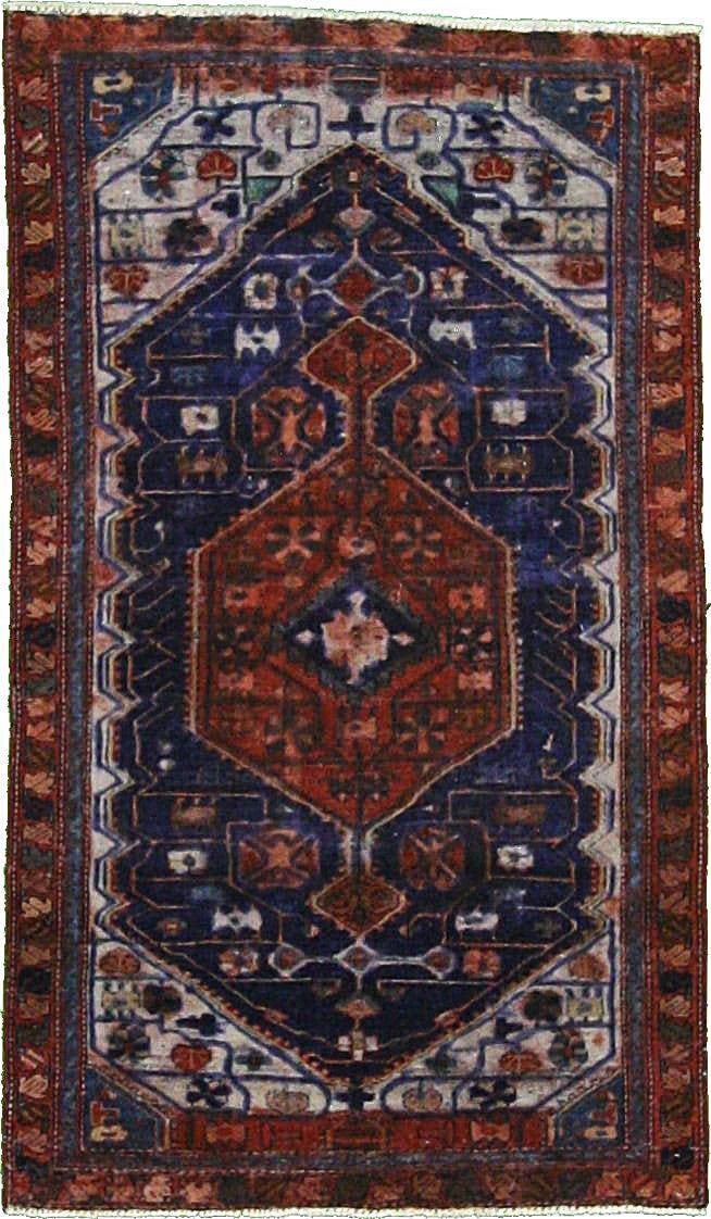 Navy Blue 3' 10 x 6' 7 Hand Knotted Hamedan Persian Wool Rug eSaleRugs
