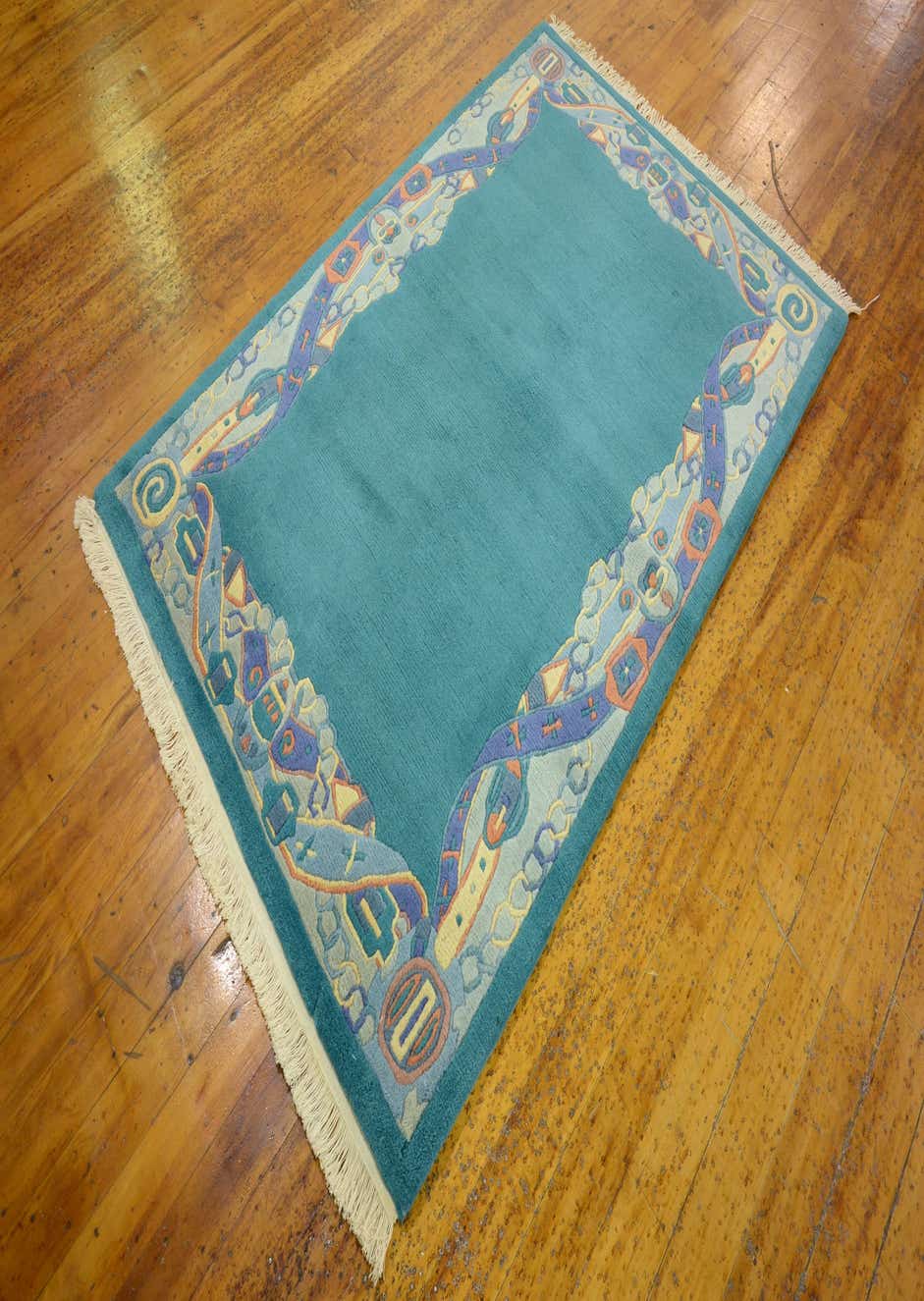 Teal 4' x 6' Hand Knotted Nepal Wool Rug eSaleRugs