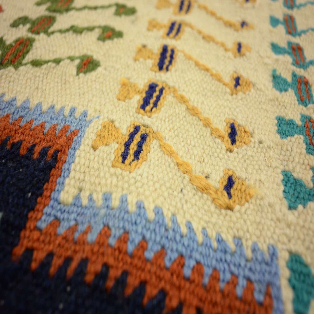 Navy Blue 4' 4 x 7' 8 Hand Woven Kilim Fars Wool Rug eSaleRugs