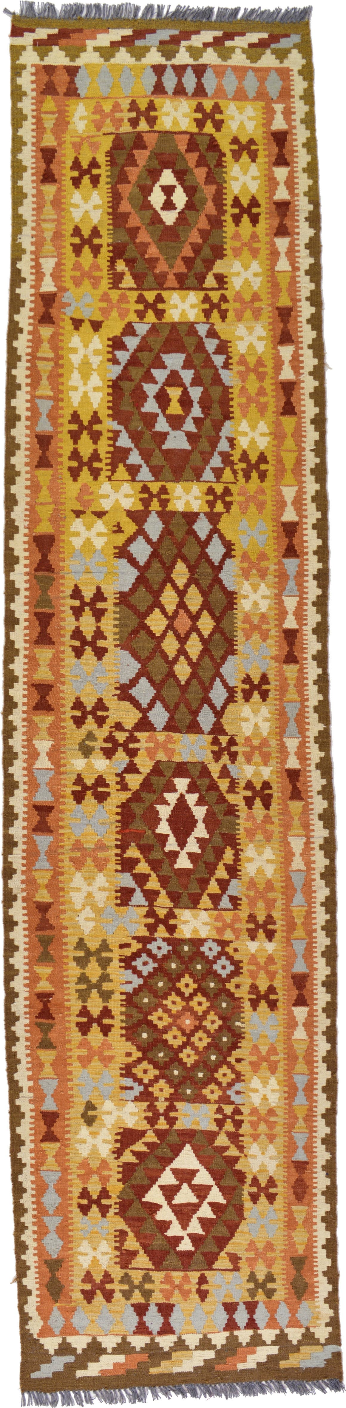 Yellow 2' 8 x 10' 11 Hand Woven Kilim Fars Wool Runner Rug eSaleRugs