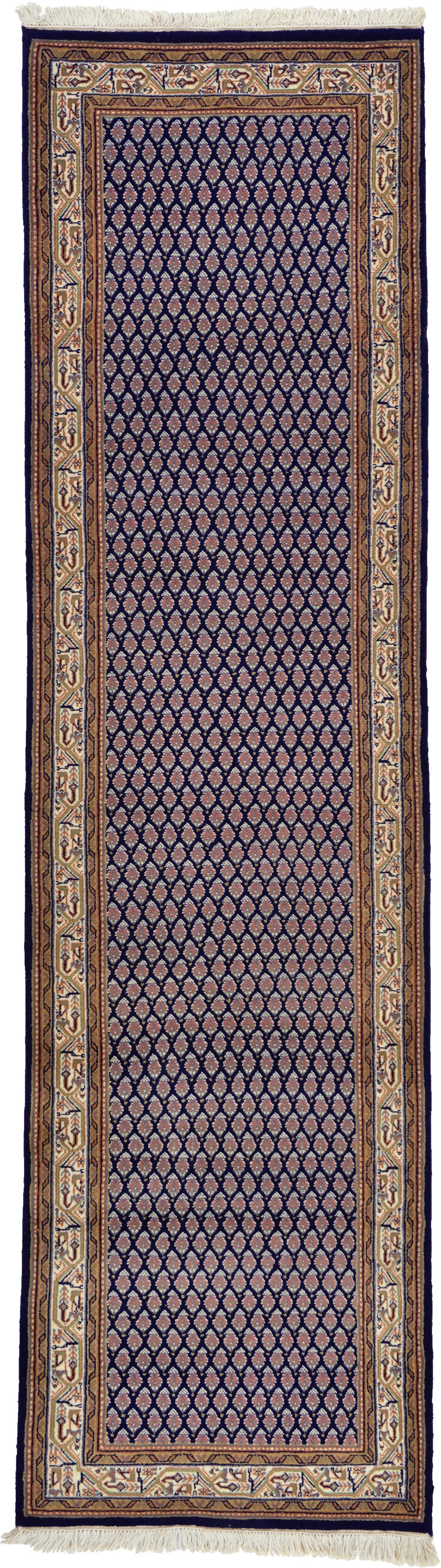 Navy Blue 2' 8 x 9' 9 Hand Knotted Mir Oriental Wool Runner Rug eSaleRugs