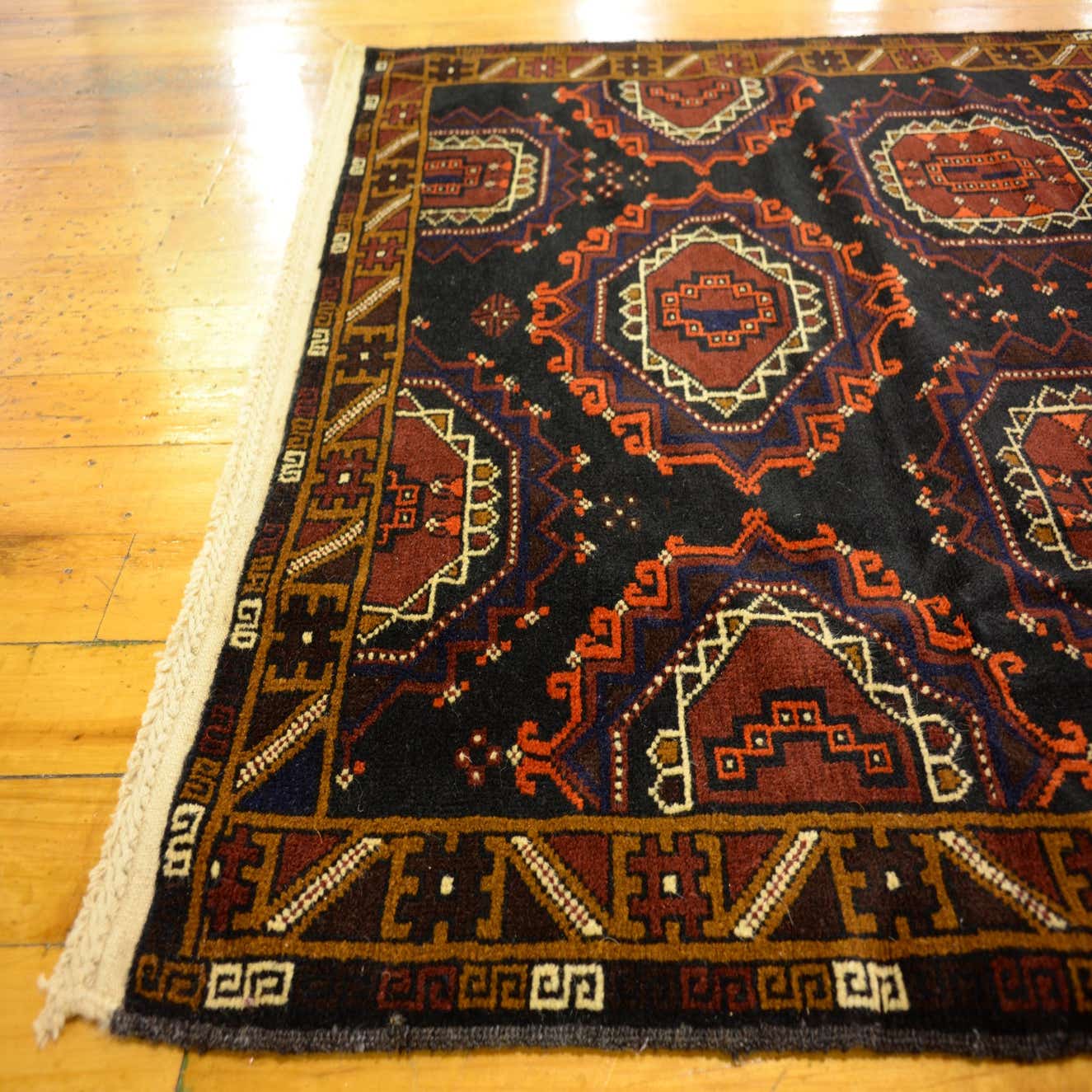 Black 3' 8 x 6' 7 Hand Knotted Balouch Persian Wool Rug eSaleRugs
