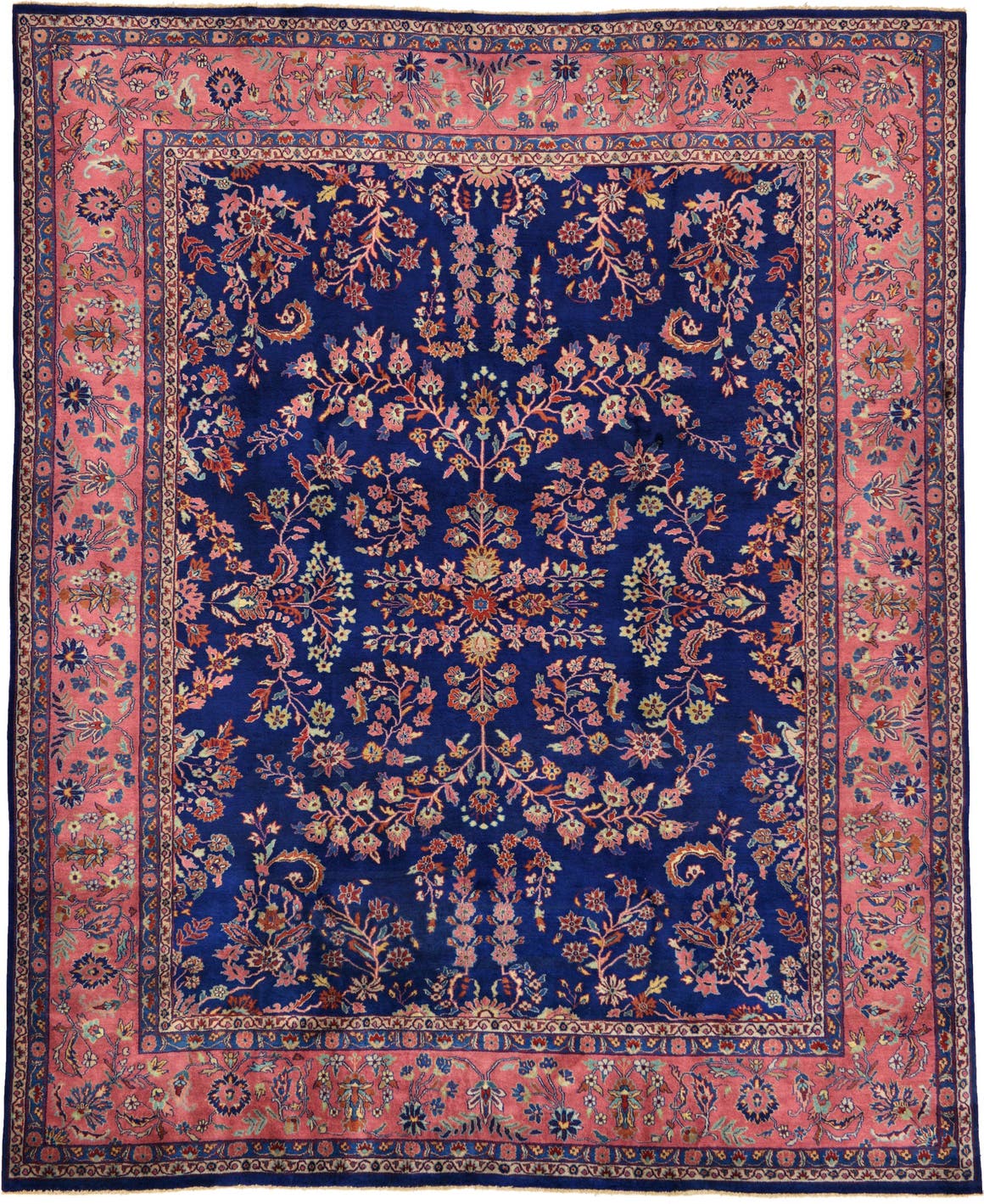 Navy Blue 8' 1 x 9' 11 Hand Knotted Sarough Oriental Wool Rug eSaleRugs