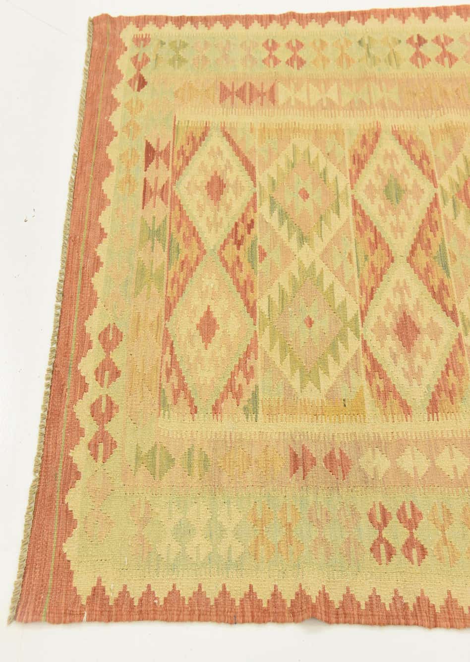 Cream 3' 7 x 5' 8 Hand Woven Kilim Waziri Wool Rug eSaleRugs