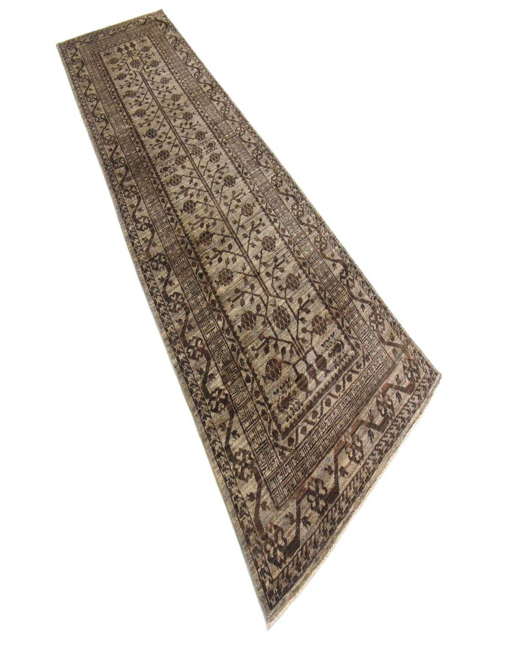 Taupe 3' 2 x 9' 8 Hand Knotted Khotan Ziegler Oriental Runner Rug