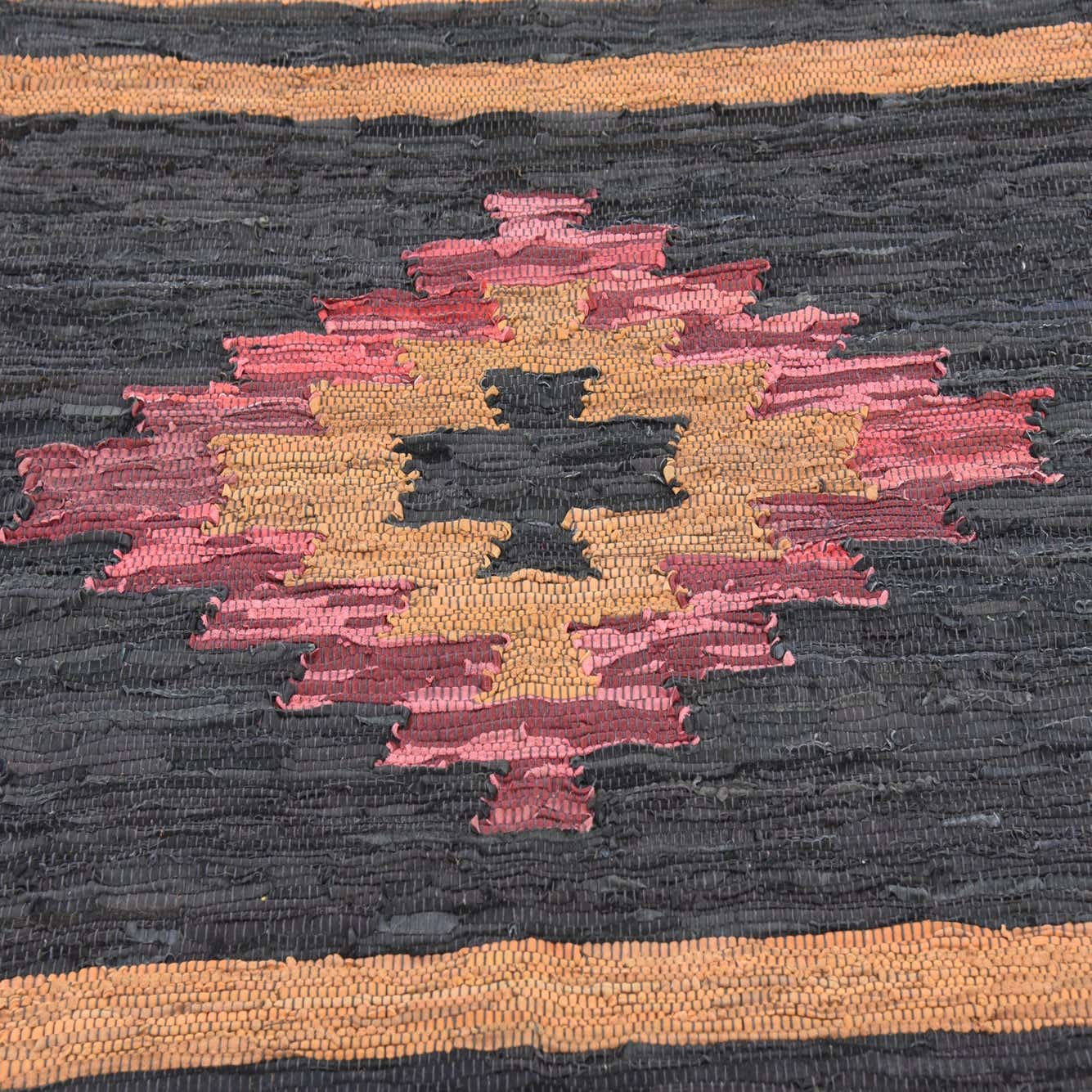 Black 4' x 5' 10 Hand Woven Kilim Dhurrie Rug eSaleRugs