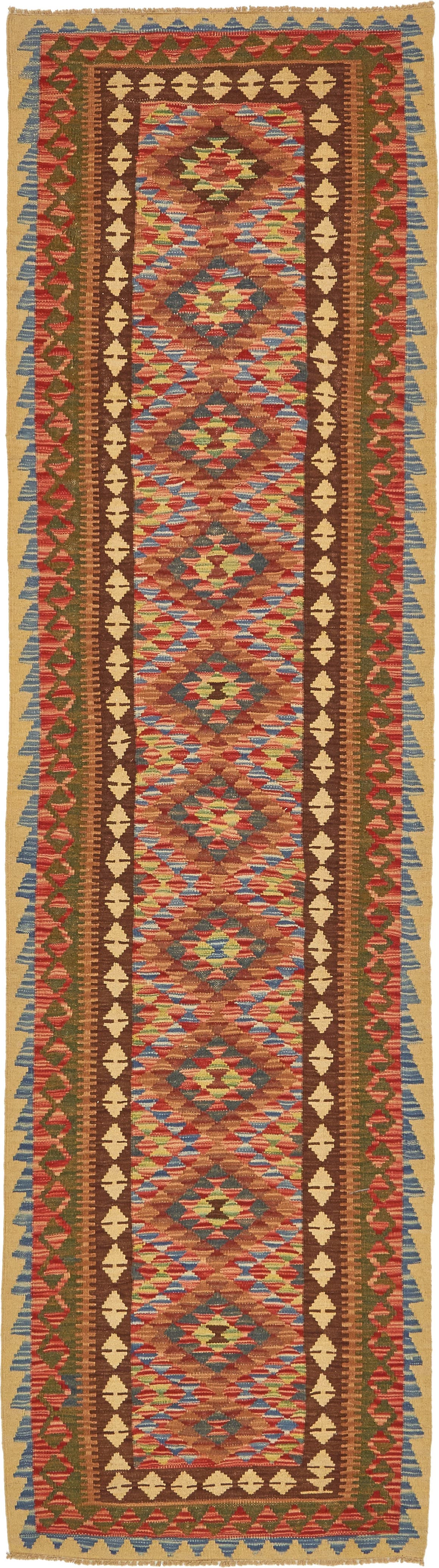 Tan 2' 8 x 9' 7 Hand Woven Kilim Maymana Wool Runner Rug eSaleRugs