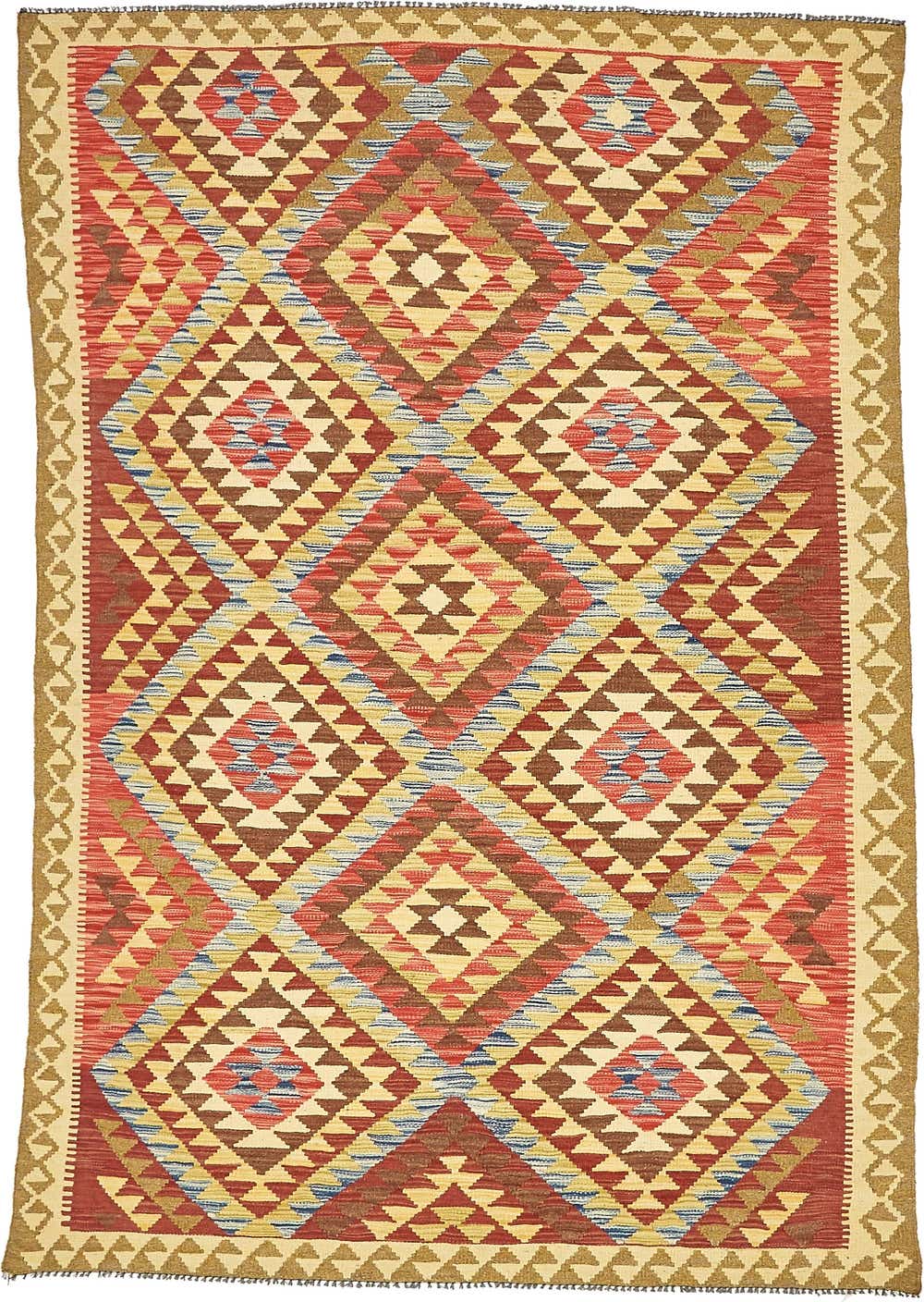 Cream 5' 2 x 8' Hand Woven Kilim Maymana Wool Rug eSaleRugs