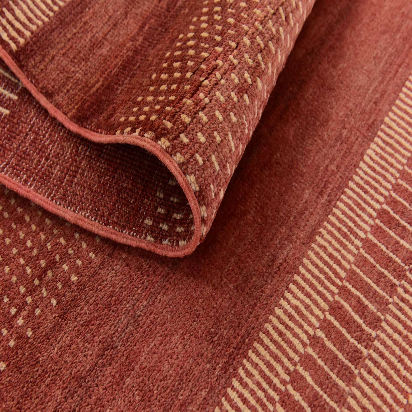 Rust Red 2' x 10' Hand Knotted Modern Ziegler Runner Rug eSaleRugs