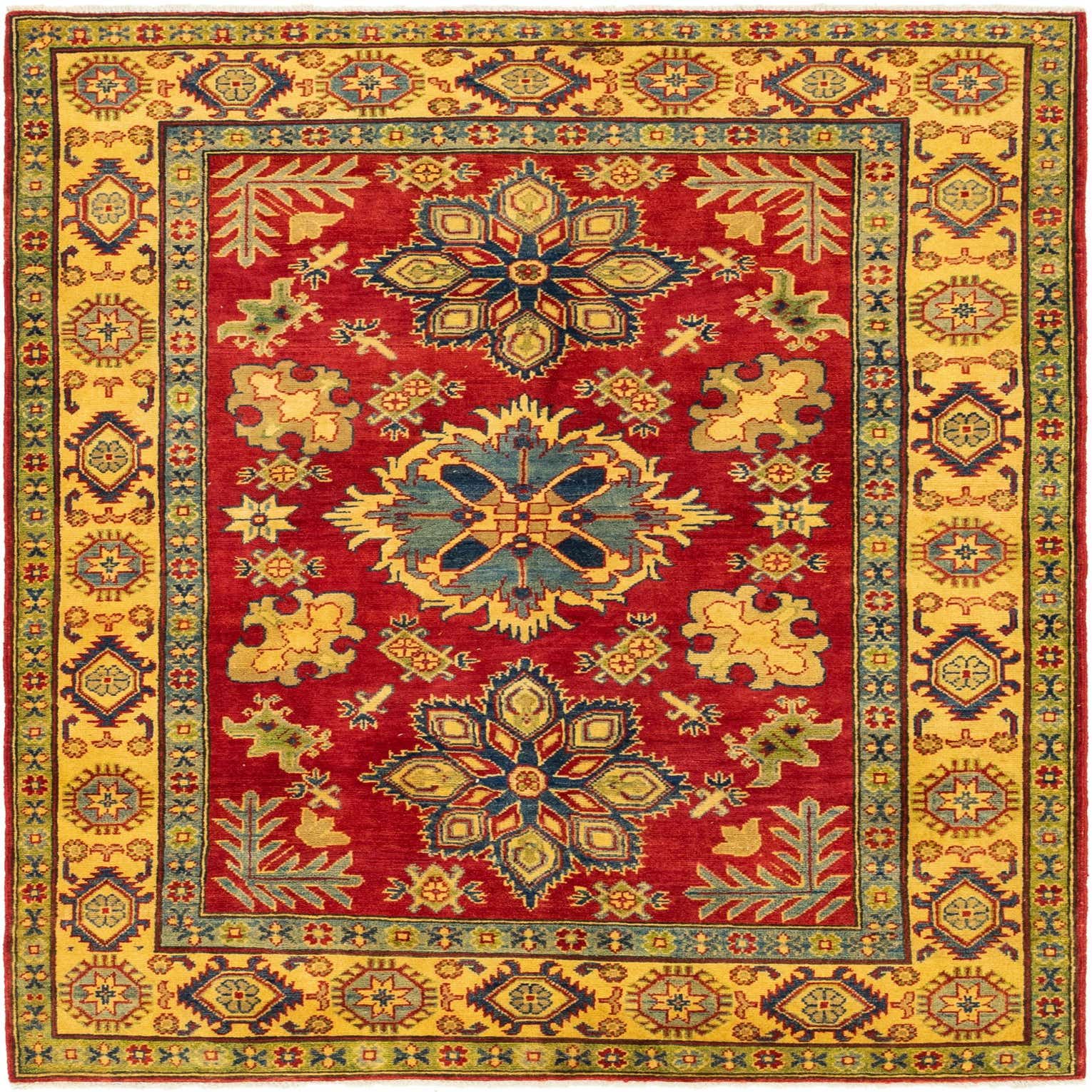 Red 5' 2 x 6' 9 Hand Knotted Kazak Rug
