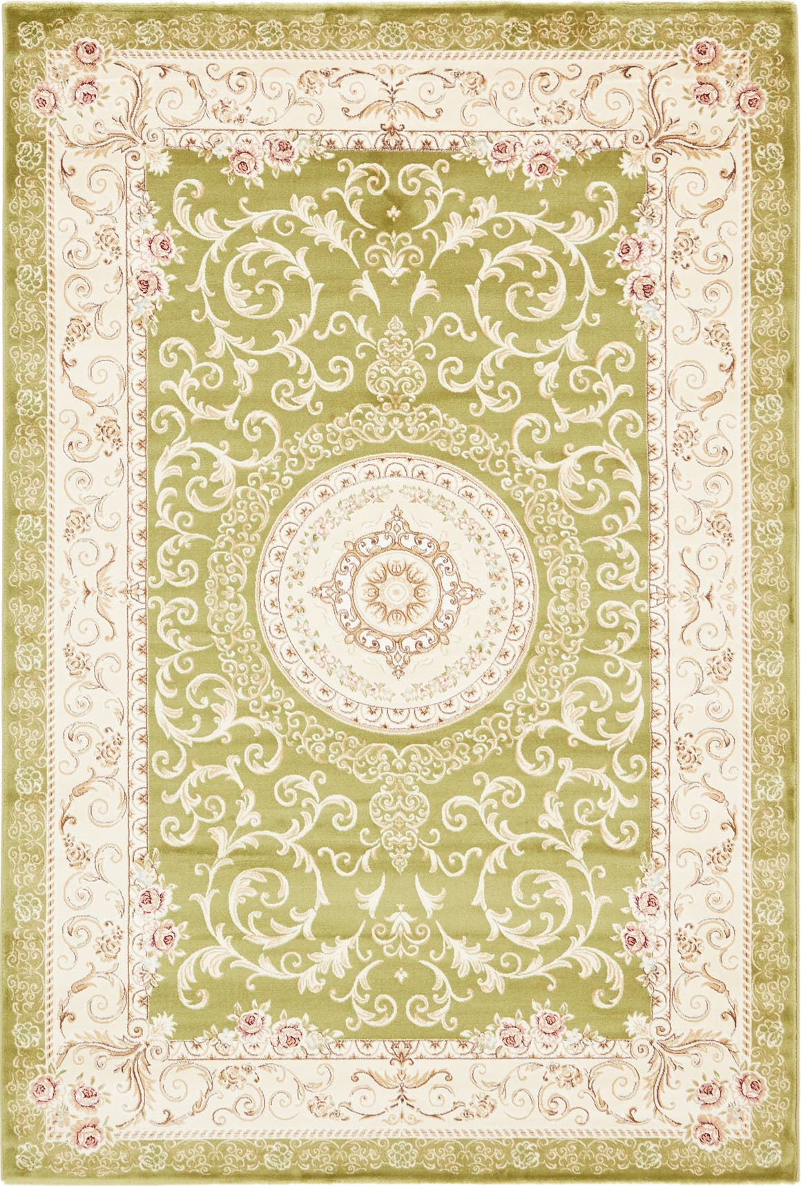 Green 200cm x 300cm Classic Aubusson Rug AU Rugs