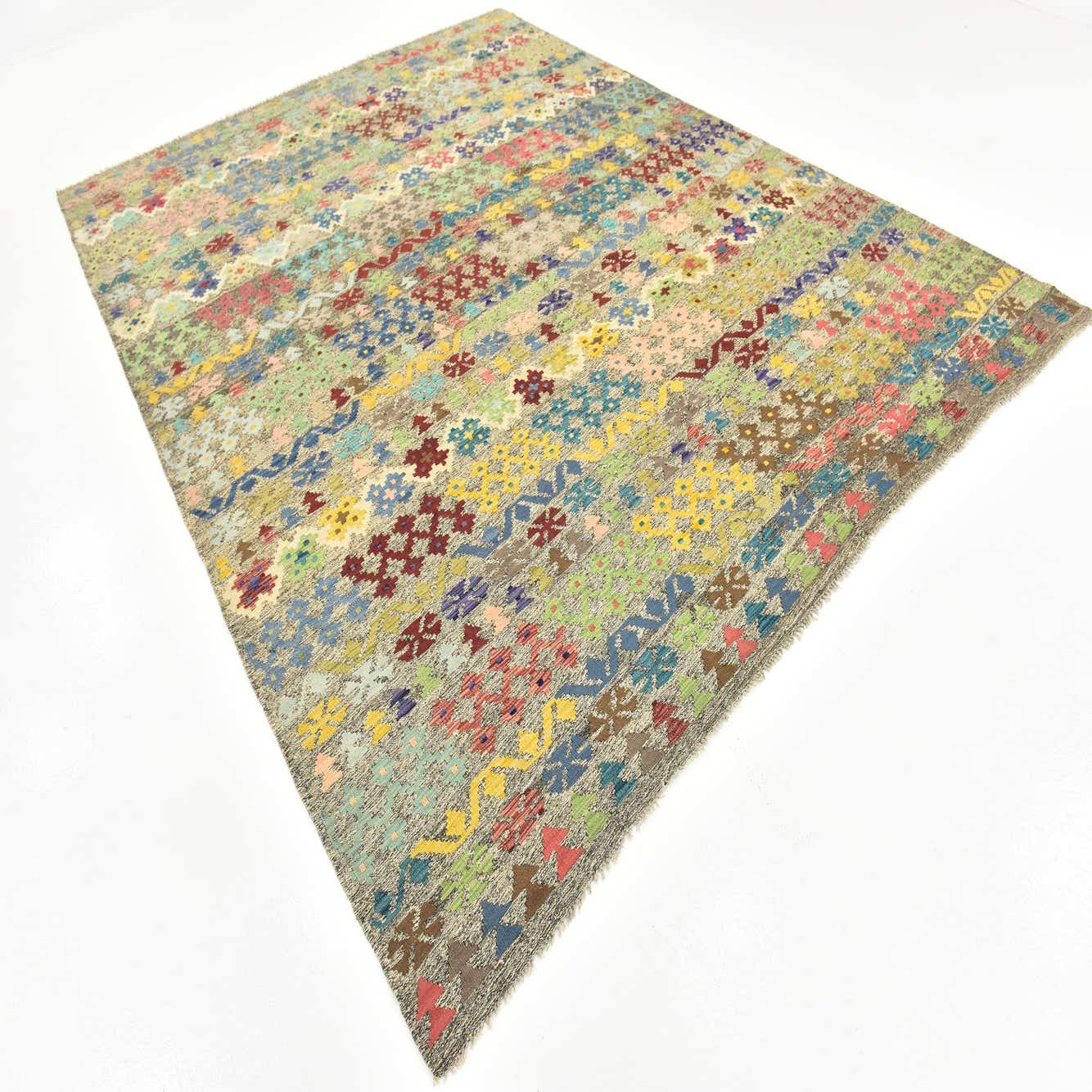 Multicolor 8' 9 x 12' Kilim Modern Rug