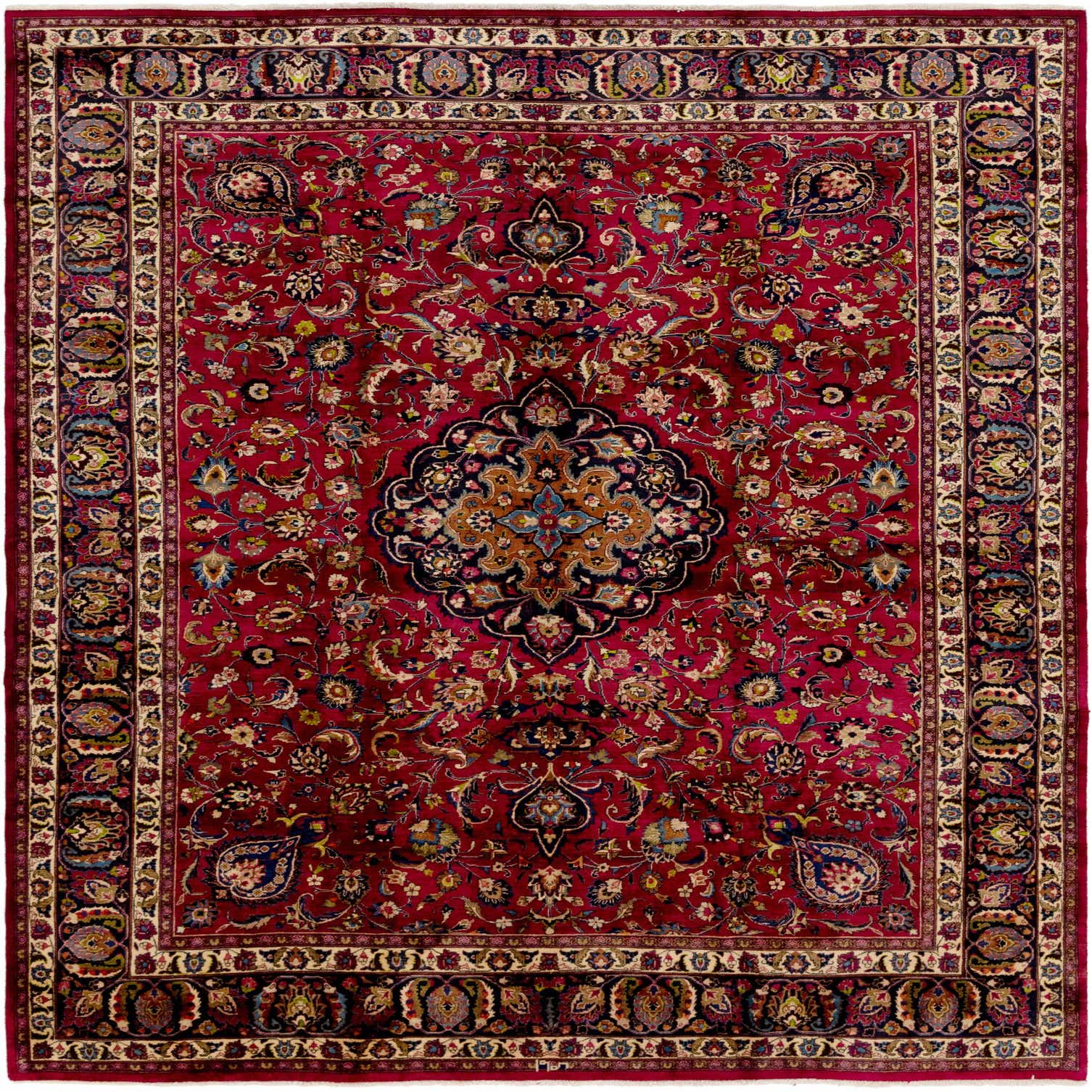 Magenta 9' 6 x 12' 7 Hand Knotted Mashad Persian Wool Rug