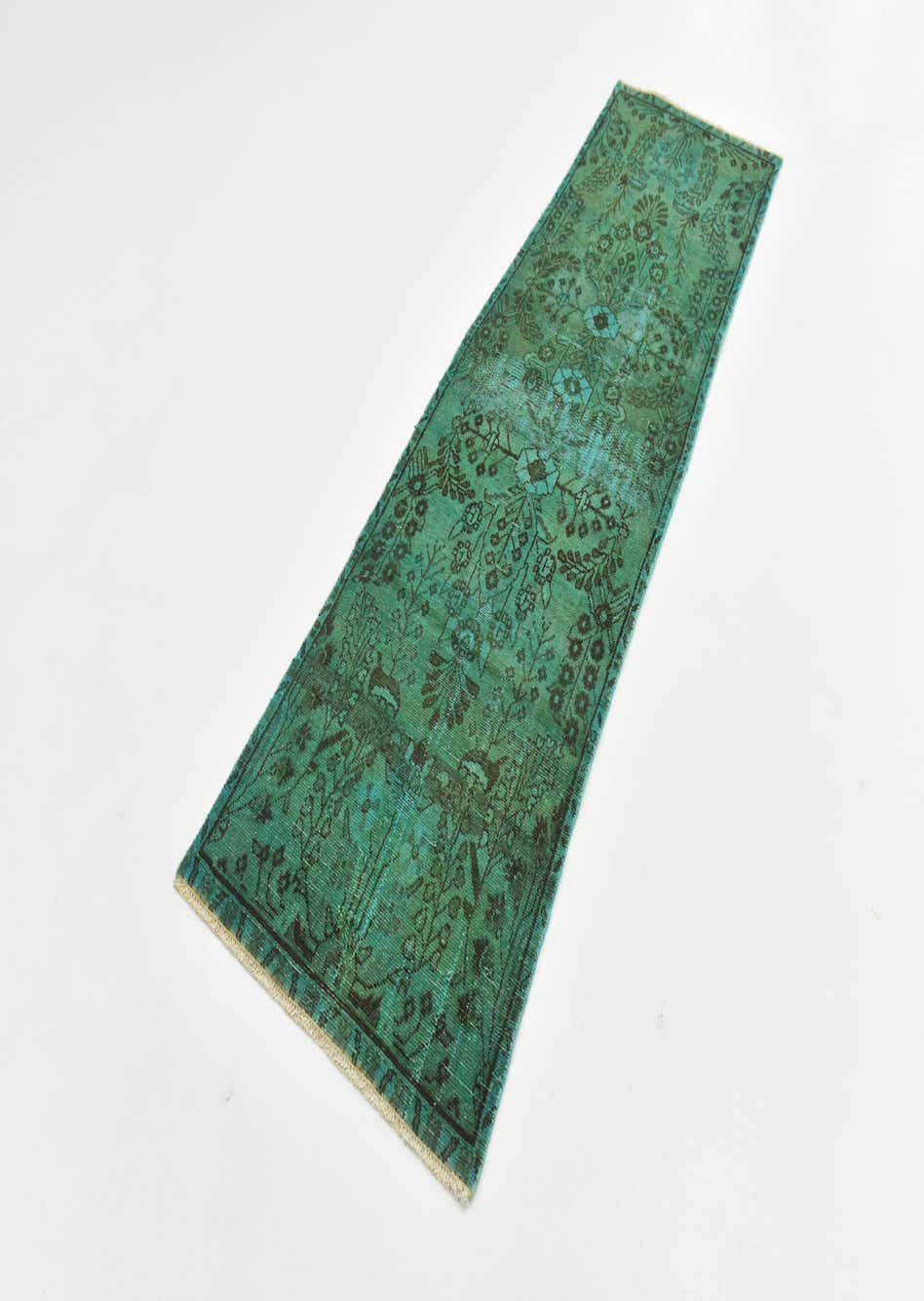 Green 75cm x 257cm Ultra Vintage Persian Runner Rug AU Rugs