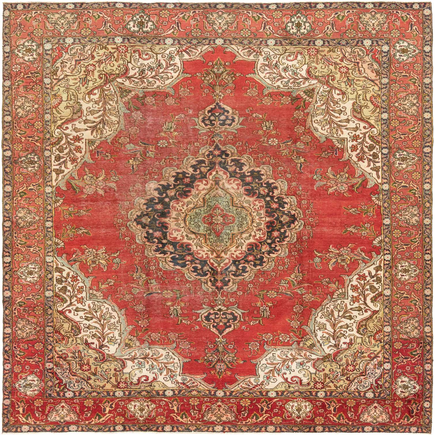 Red 9' 4 x 12' 7 Hand Knotted Tabriz Persian Wool Rug