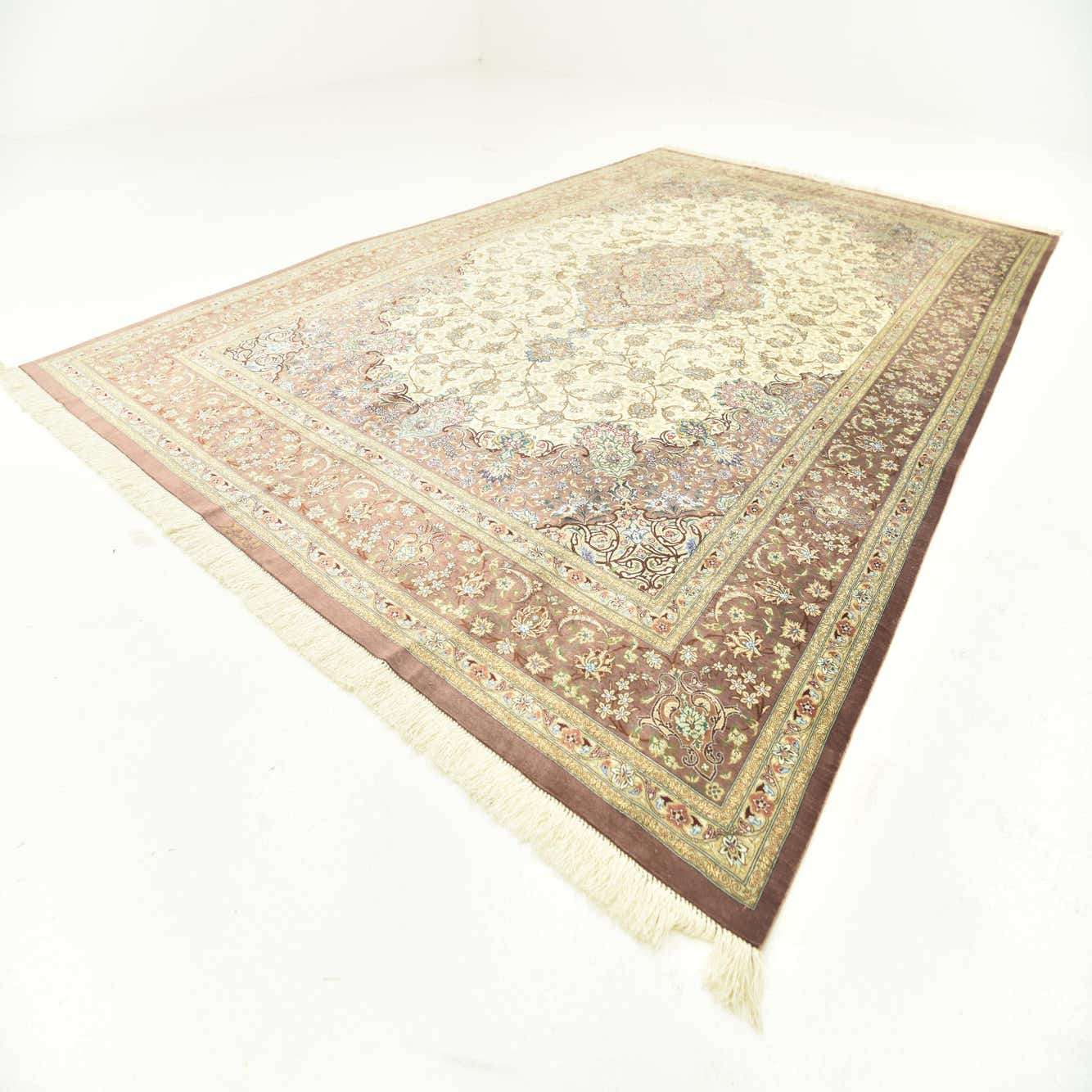 Ivory 6' 4 x 10' 5 Qom Persian Rug