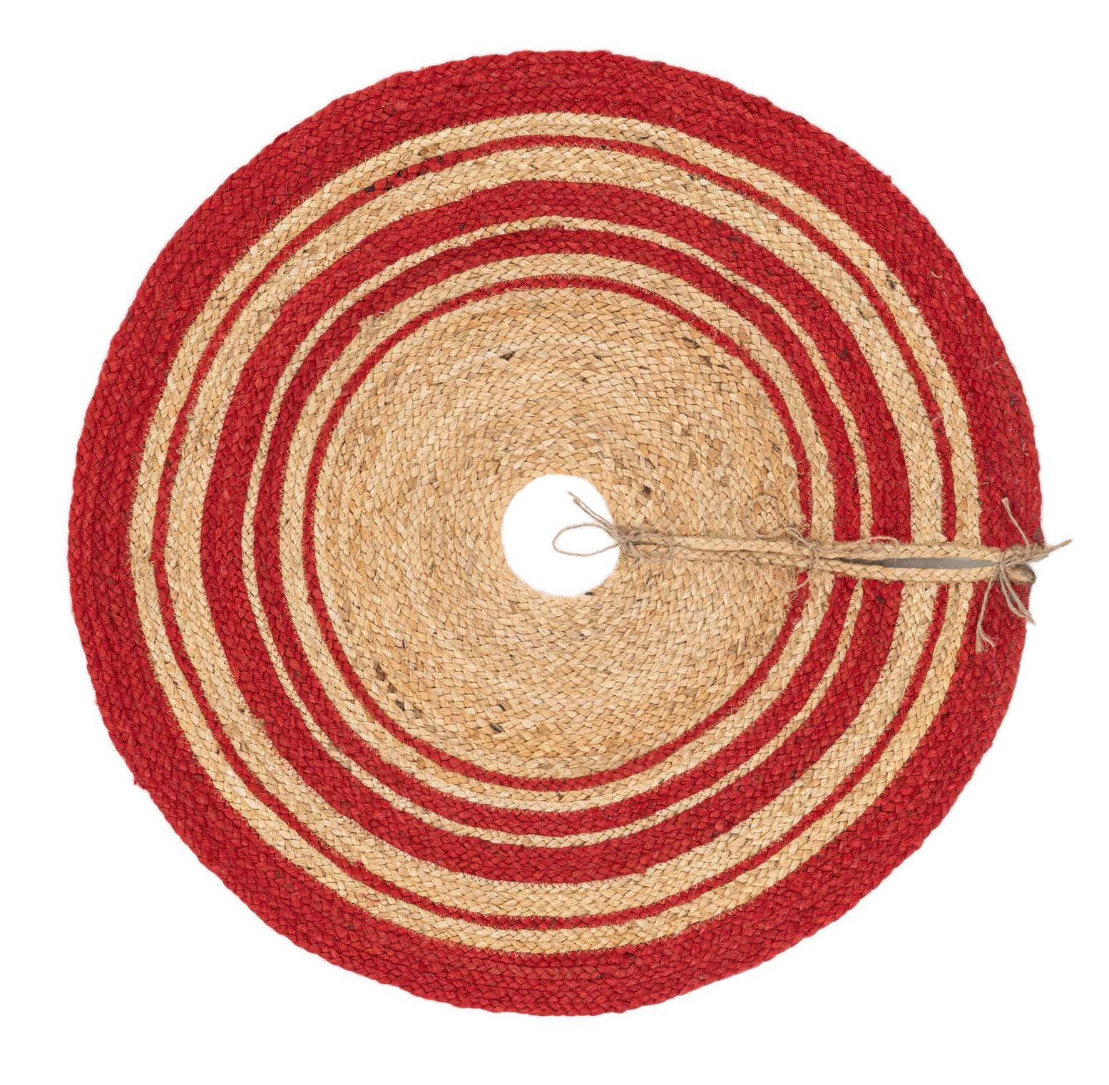 Primary image 3' x 3' Hand Braided Christmas Tree Skirt