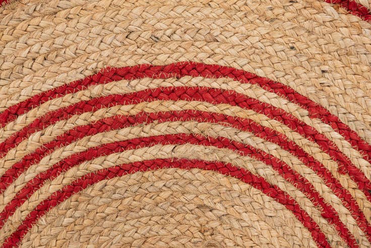 Detail image of 3' 7 x 3' 7 Hand Braided Christmas Tree Skirt