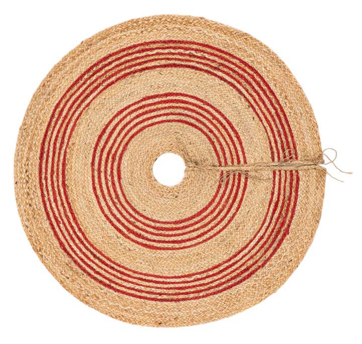 3' 7 x 3' 7 Hand Braided Christmas Tree Skirt