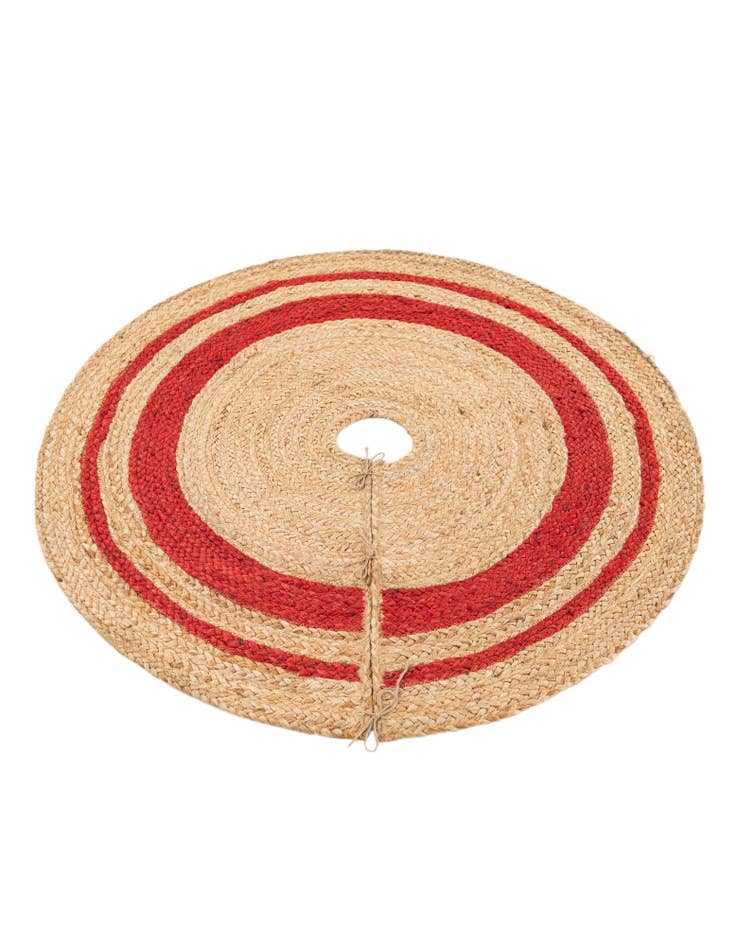 Detail image of 3' 4 x 3' 4  Hand Braided Christmas Tree Skirt