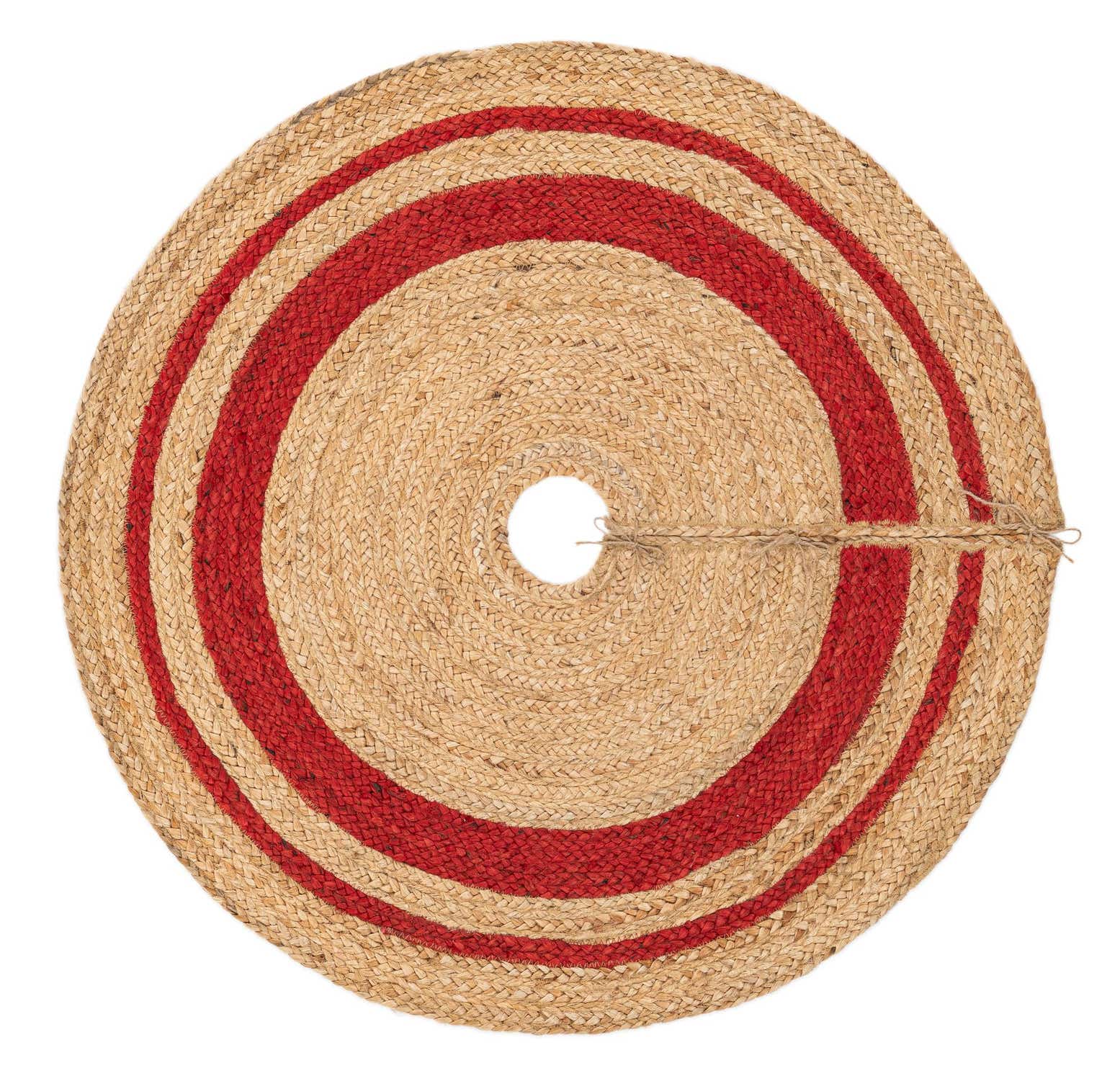 Primary image 3' 4 x 3' 4 Hand Braided Christmas Tree Skirt