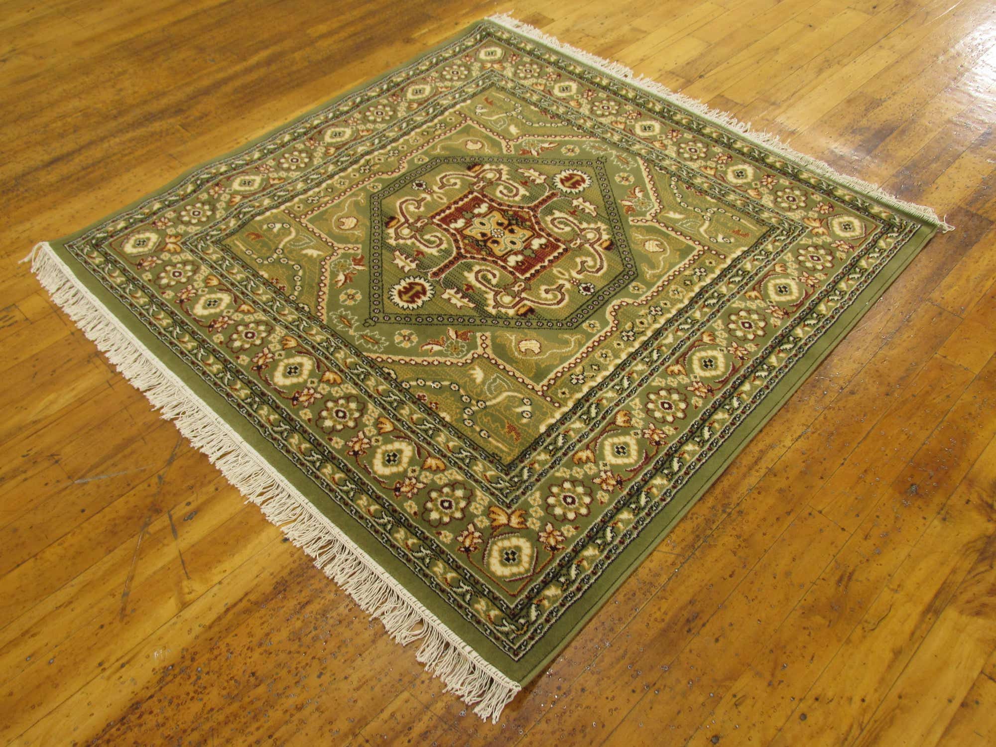 Green 5' x 5' Heriz Design Square Rug | eSaleRugs