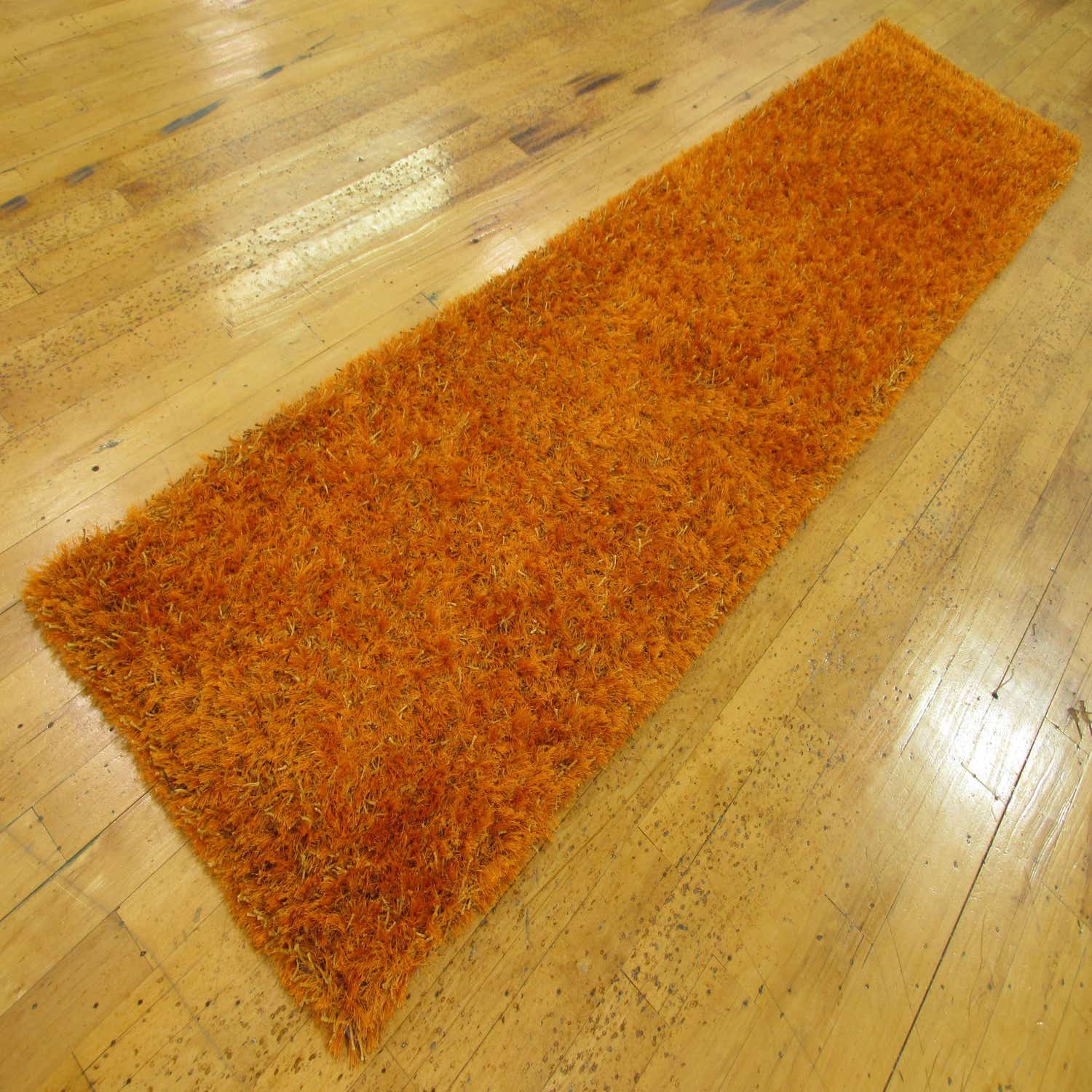 Orange 2' 8 x 10' 8 Solid Shag Runner Rug eSaleRugs