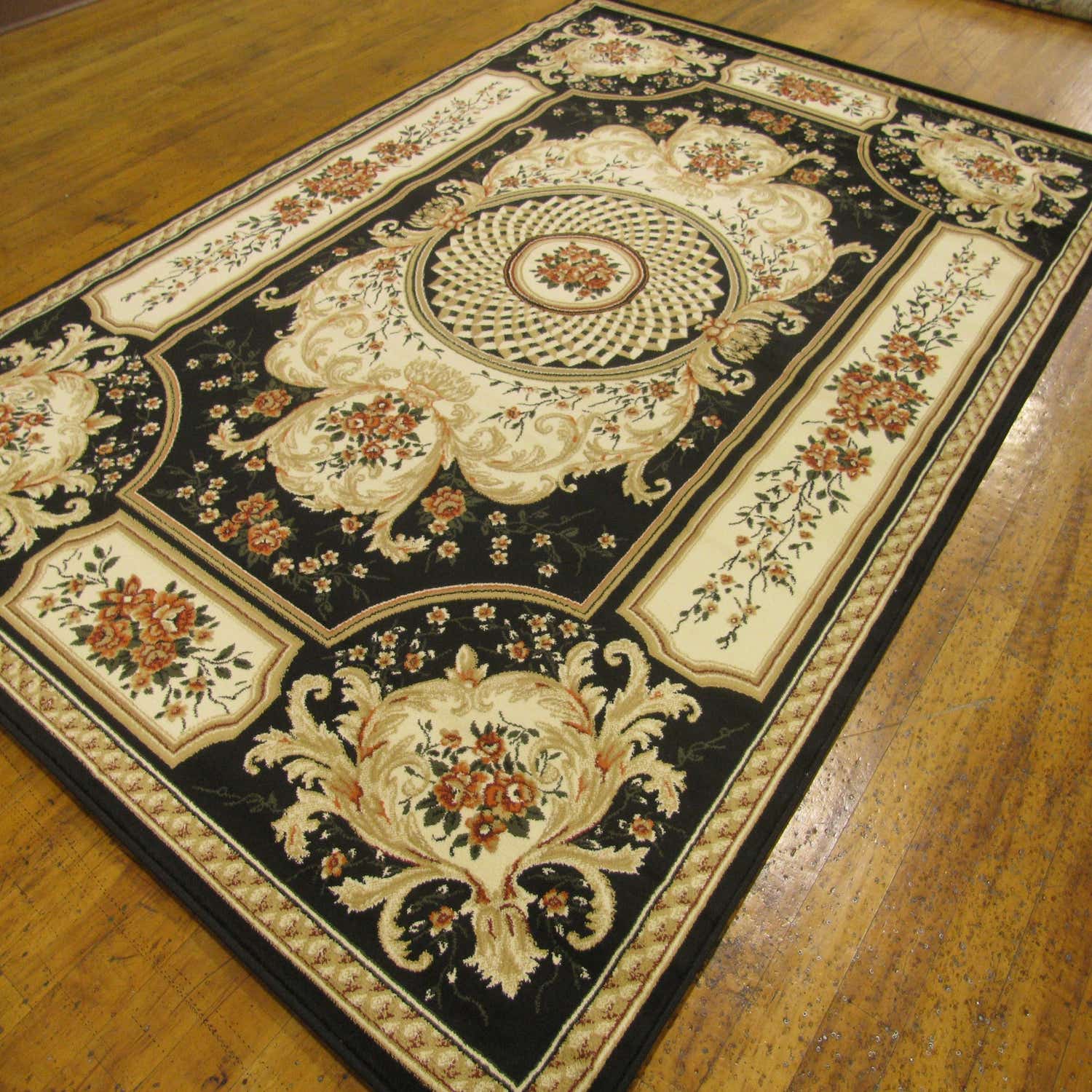 Black 6' 7 x 9' 10 Classic Aubusson Rug eSaleRugs