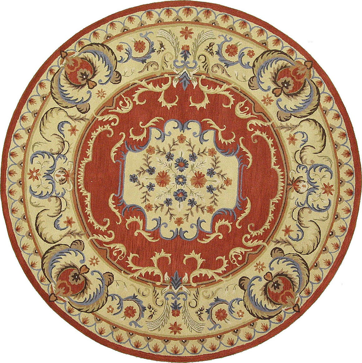 Red 12' 2 x 12' 2 Classic Aubusson Round Rug | eSaleRugs