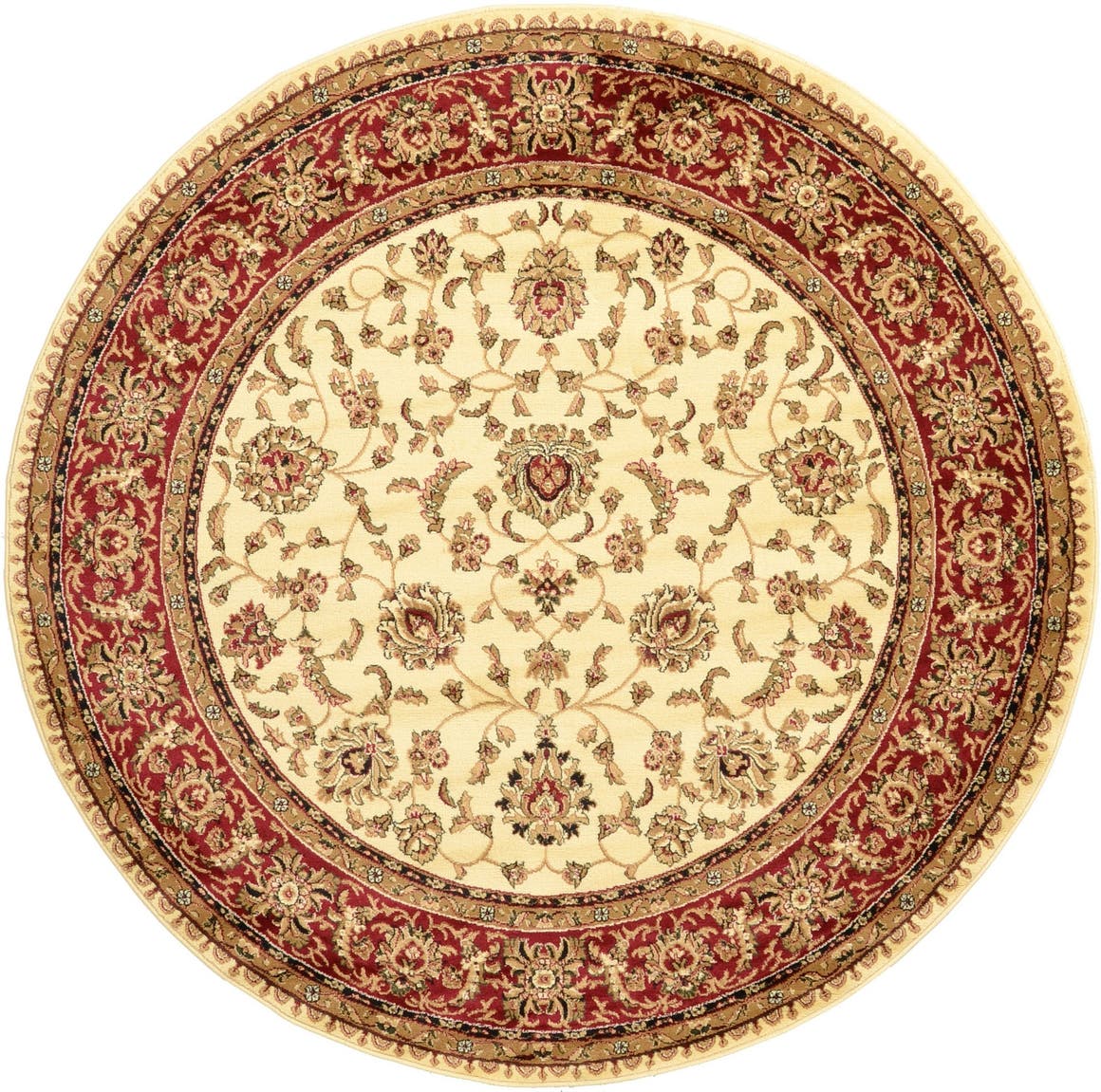 Ivory 6' 7 x 6' 7 Kashan Design Round Rug eSaleRugs