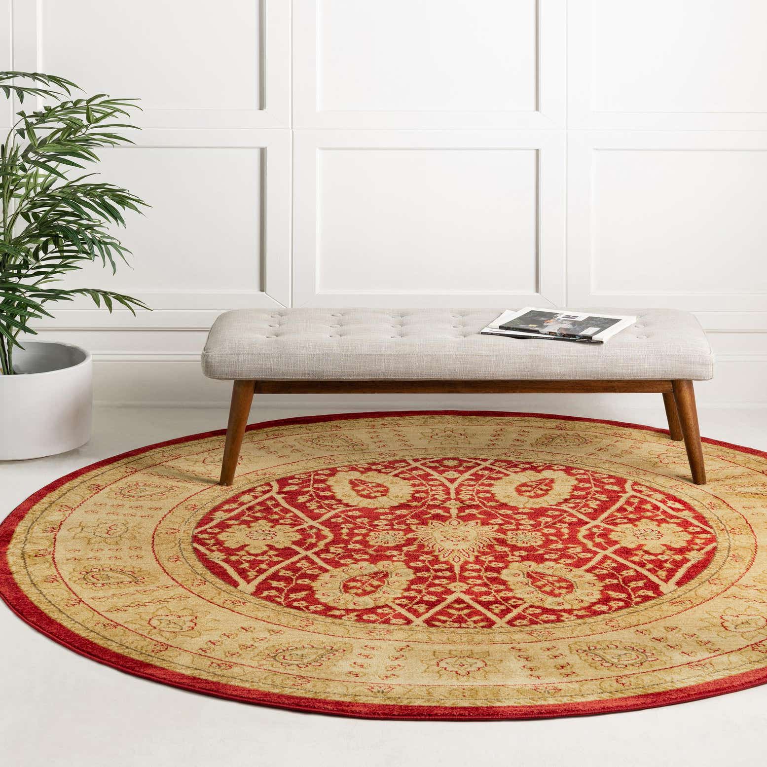 Red 8' x 8' Kensington Round Rug eSaleRugs