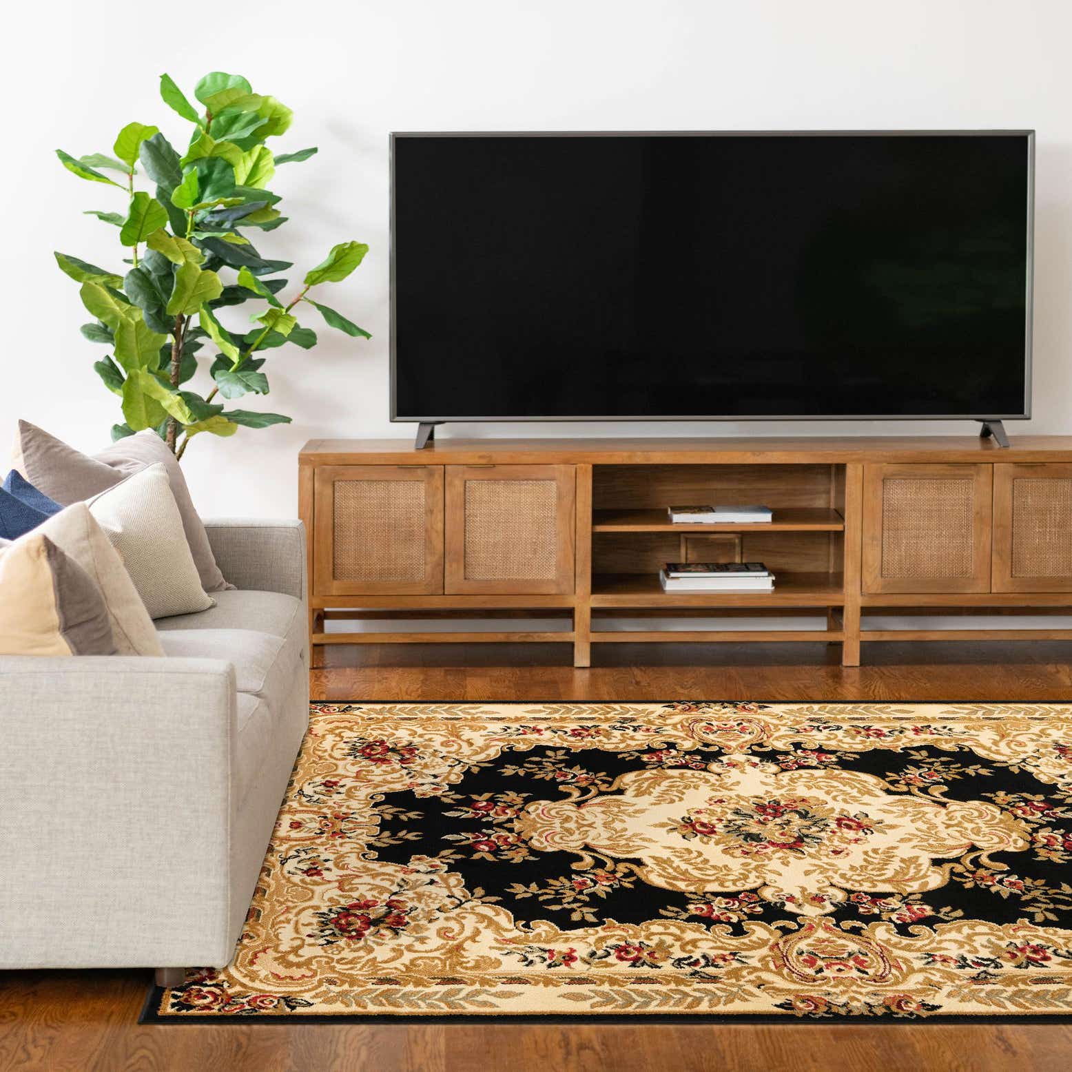 Black 5' x 8' Classic Aubusson Rug eSaleRugs