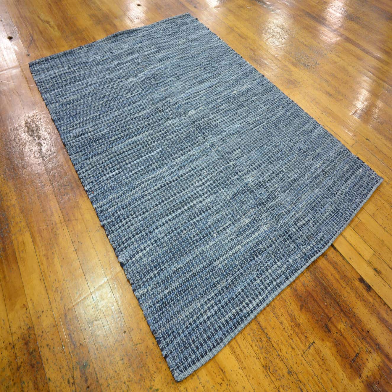 Navy Blue 5' 9 x 8' Hand Woven Kilim Rag Wool Rug eSaleRugs