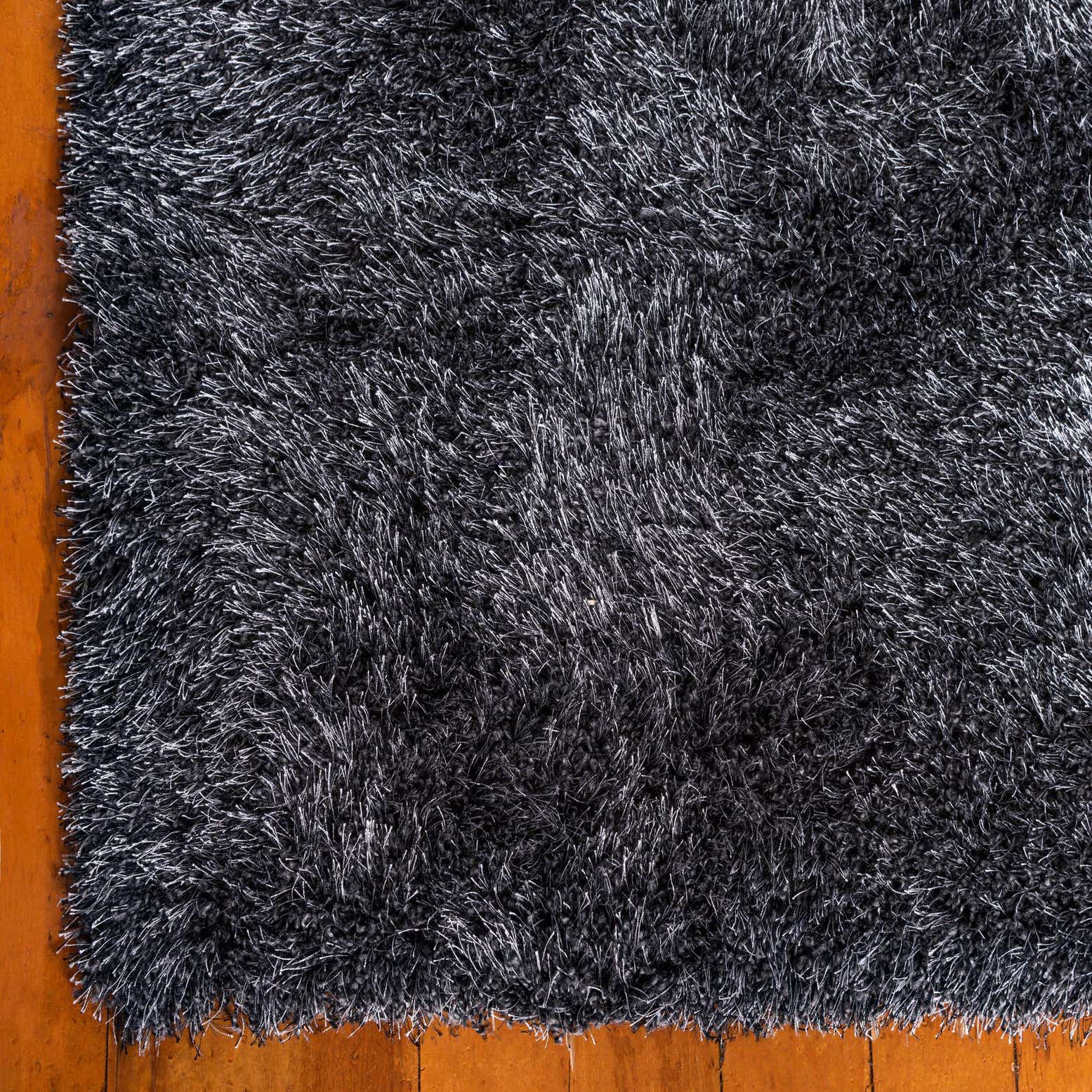 Black 12' 2 x 16' Luxury Solid Shag Rug