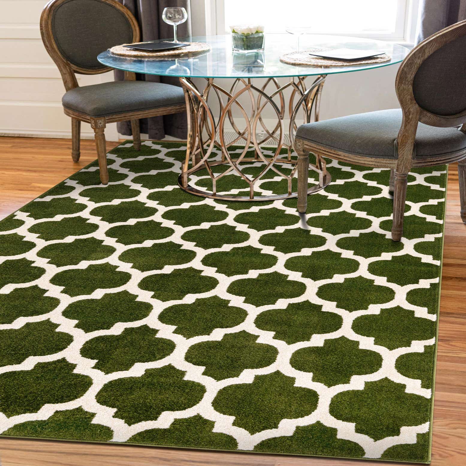 Dark Green 5' x 8' Lattice Rug