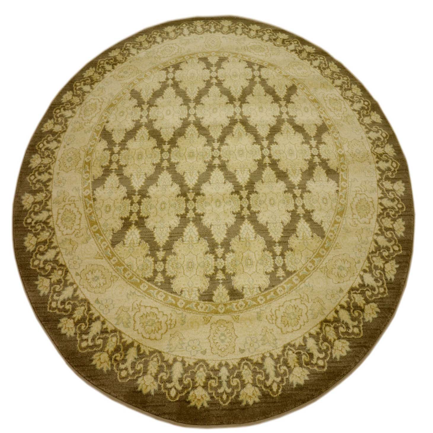 Brown 6' x 6' Kensington Round Rug iRugs UK