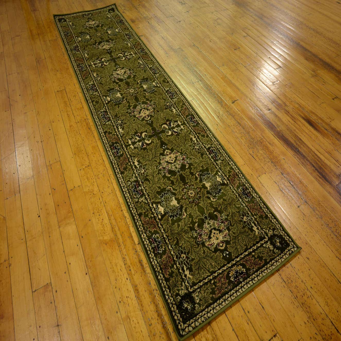Green 2' 7 x 10' Damask Runner Rug Rugs.ca