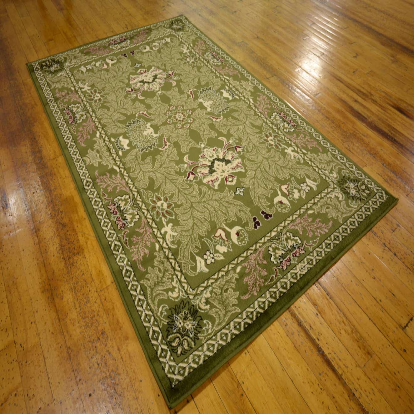 Green 5' x 8' Damask Rug eSaleRugs