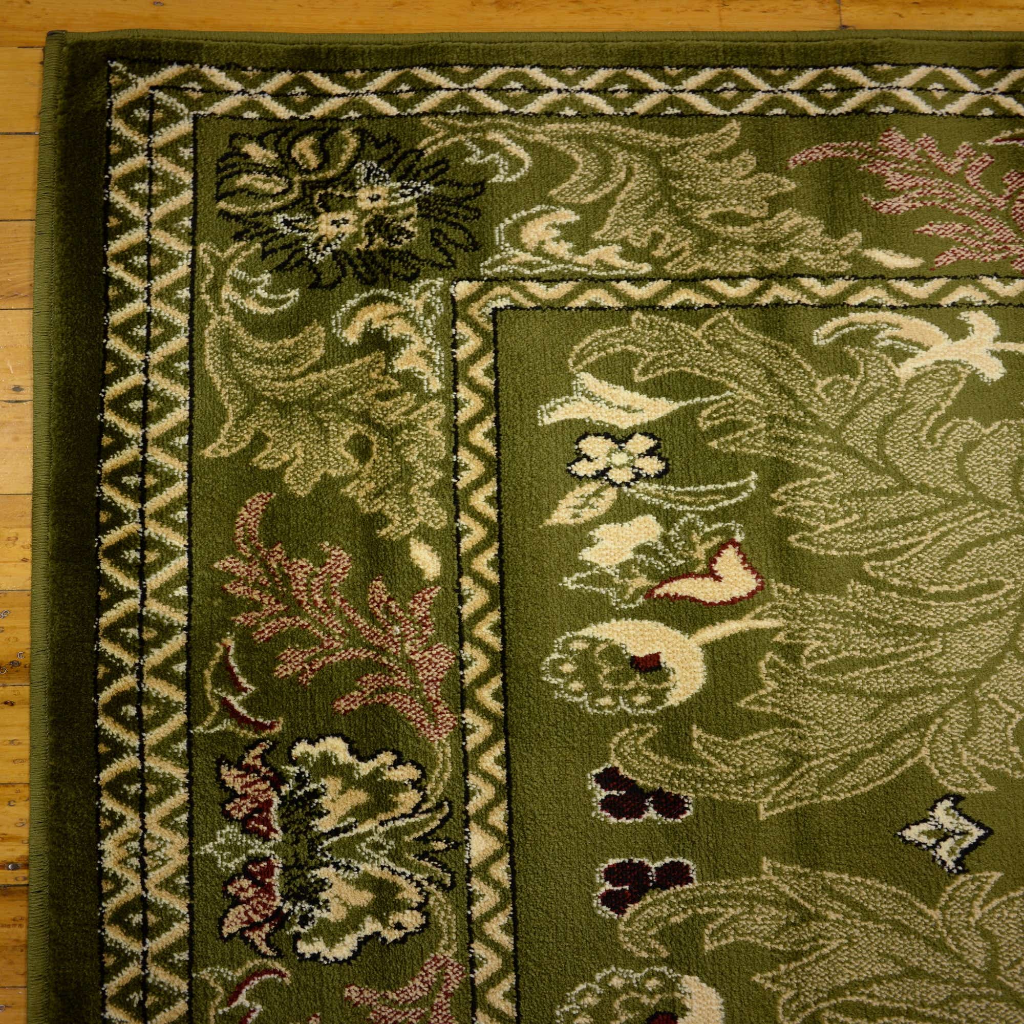 Green 5' x 8' Damask Rug eSaleRugs