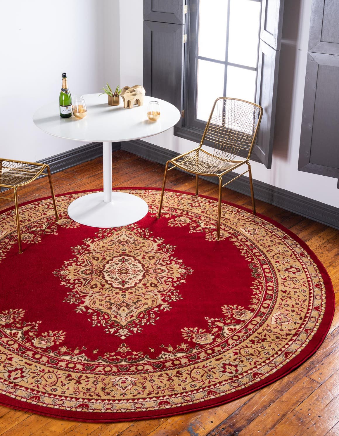 Burgundy 8' x 8' Amaya Round Rug