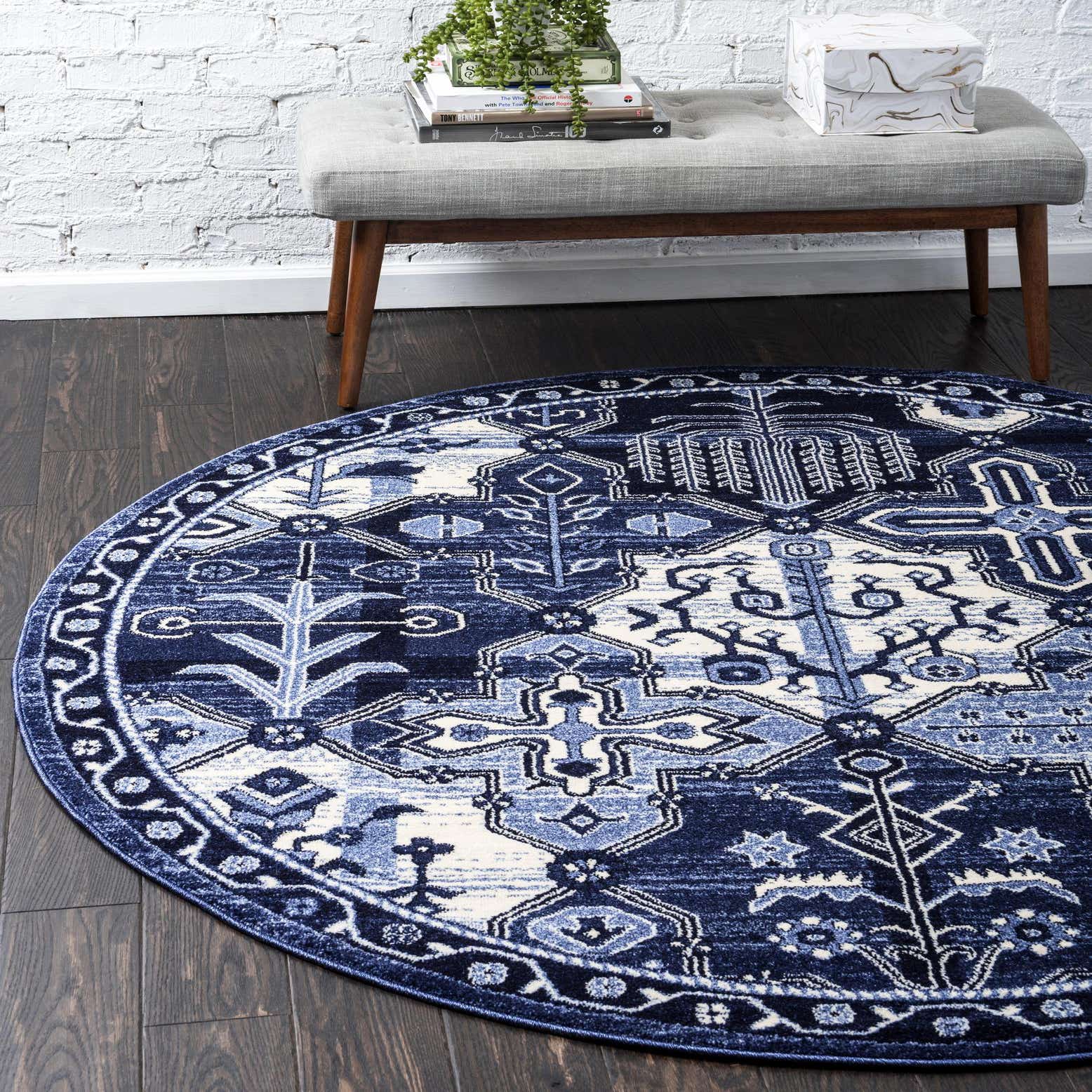 Blue 3' 3 x 3' 3 Vista Round Rug eSaleRugs
