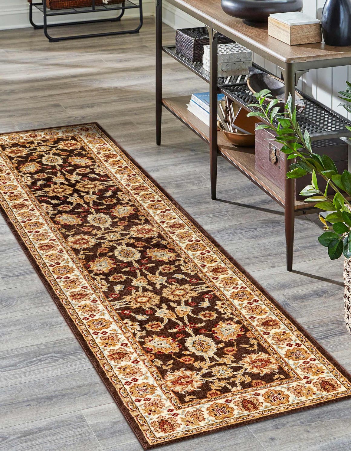 Brown 2' 7 x 10' Aditi Runner Rug