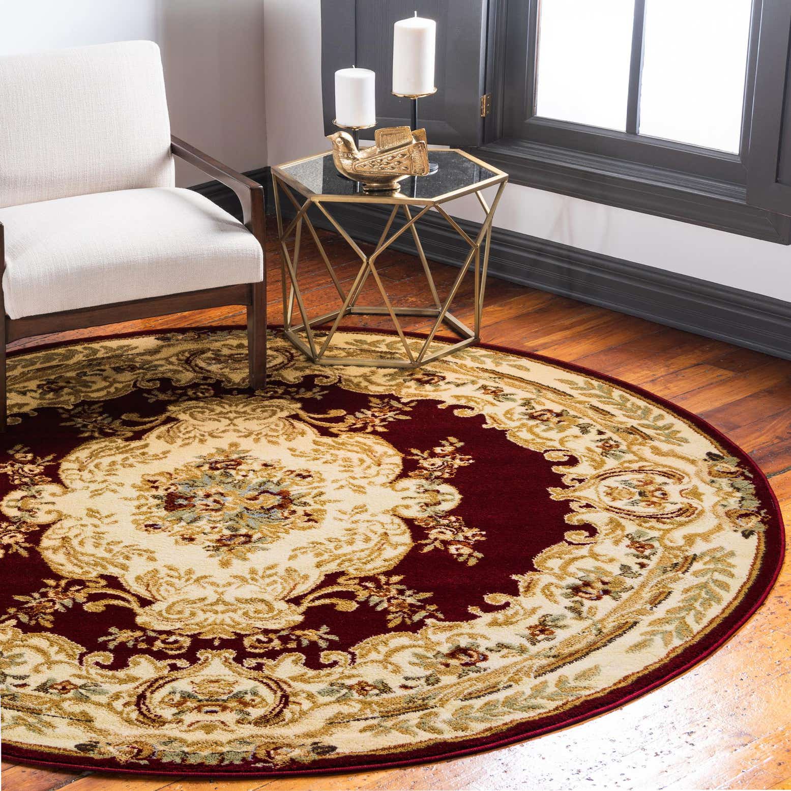 Red 8' x 8' Chateau Round Rug | Rugs.com textured round rug