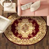 185cm x 185cm Classic Aubusson Round Rug thumbnail