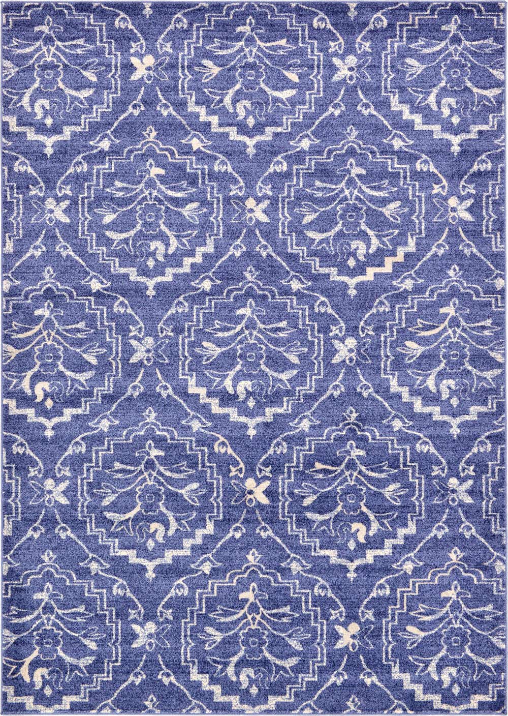 Blue 7' x 10' Damask Rug eSaleRugs